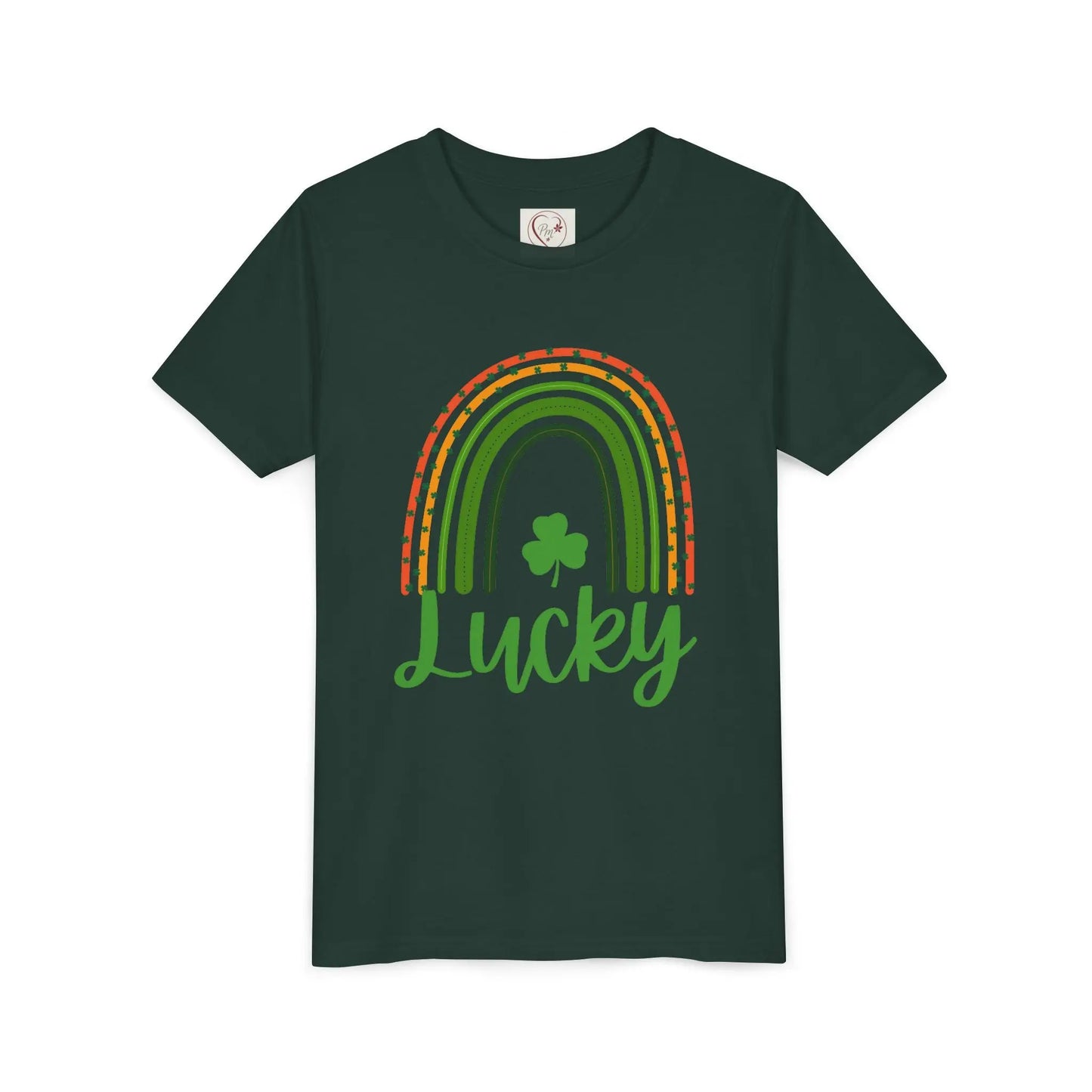 Celebrate St. Patrick's Day with this vibrant Lucky Rainbow youth tee. Soft, comfortable, perfect for parades, parties & Irish pride all March long. Forest
