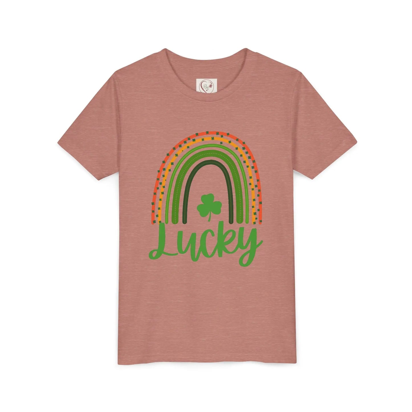 Celebrate St. Patrick's Day with this vibrant Lucky Rainbow youth tee. Soft, comfortable, perfect for parades, parties & Irish pride all March long. Heather Mauve
