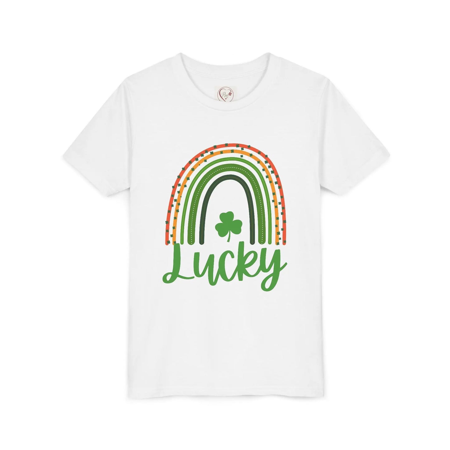 Celebrate St. Patrick's Day with this vibrant Lucky Rainbow youth tee. Soft, comfortable, perfect for parades, parties & Irish pride all March long. White
