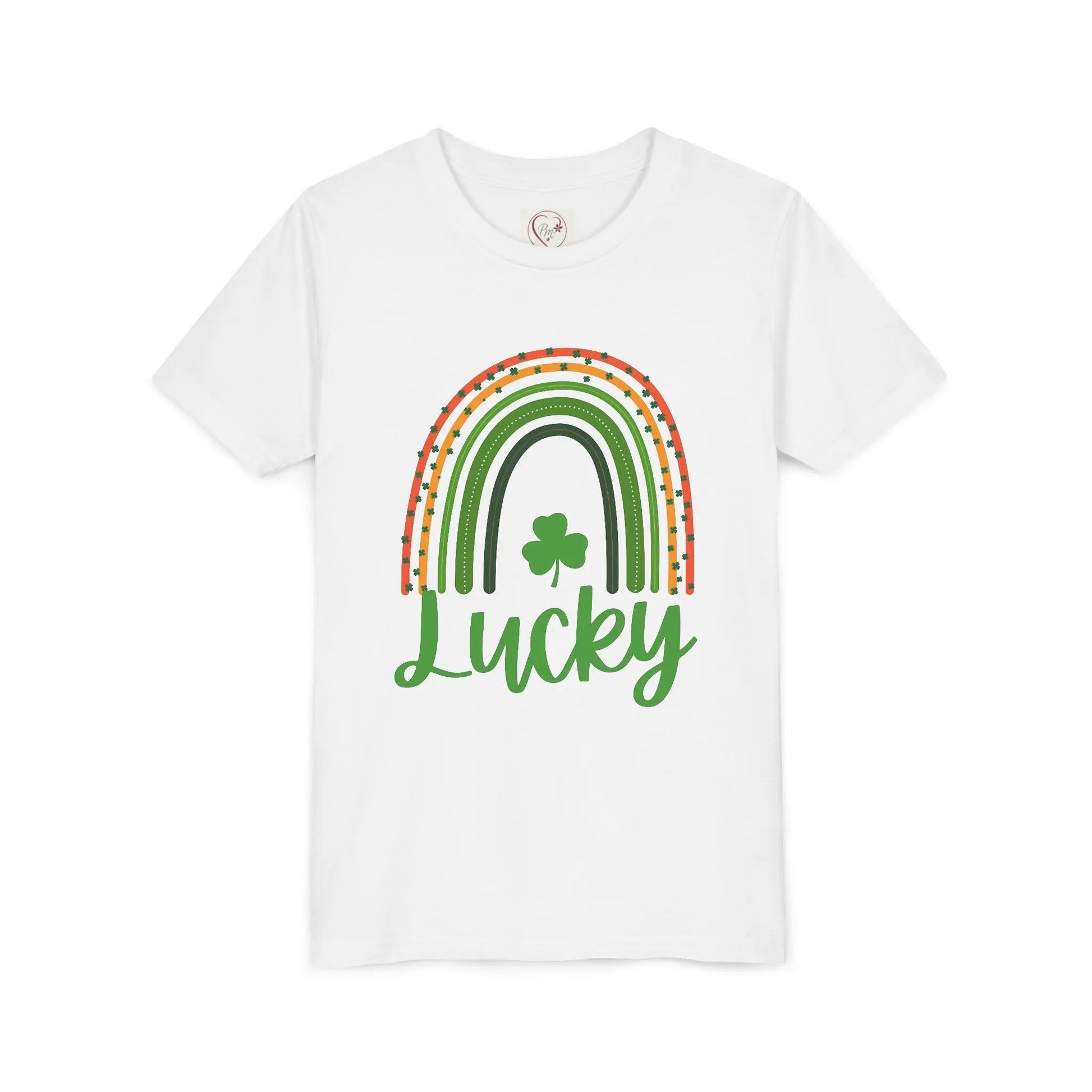 Celebrate St. Patrick's Day with this vibrant Lucky Rainbow youth tee. Soft, comfortable, perfect for parades, parties & Irish pride all March long. White
