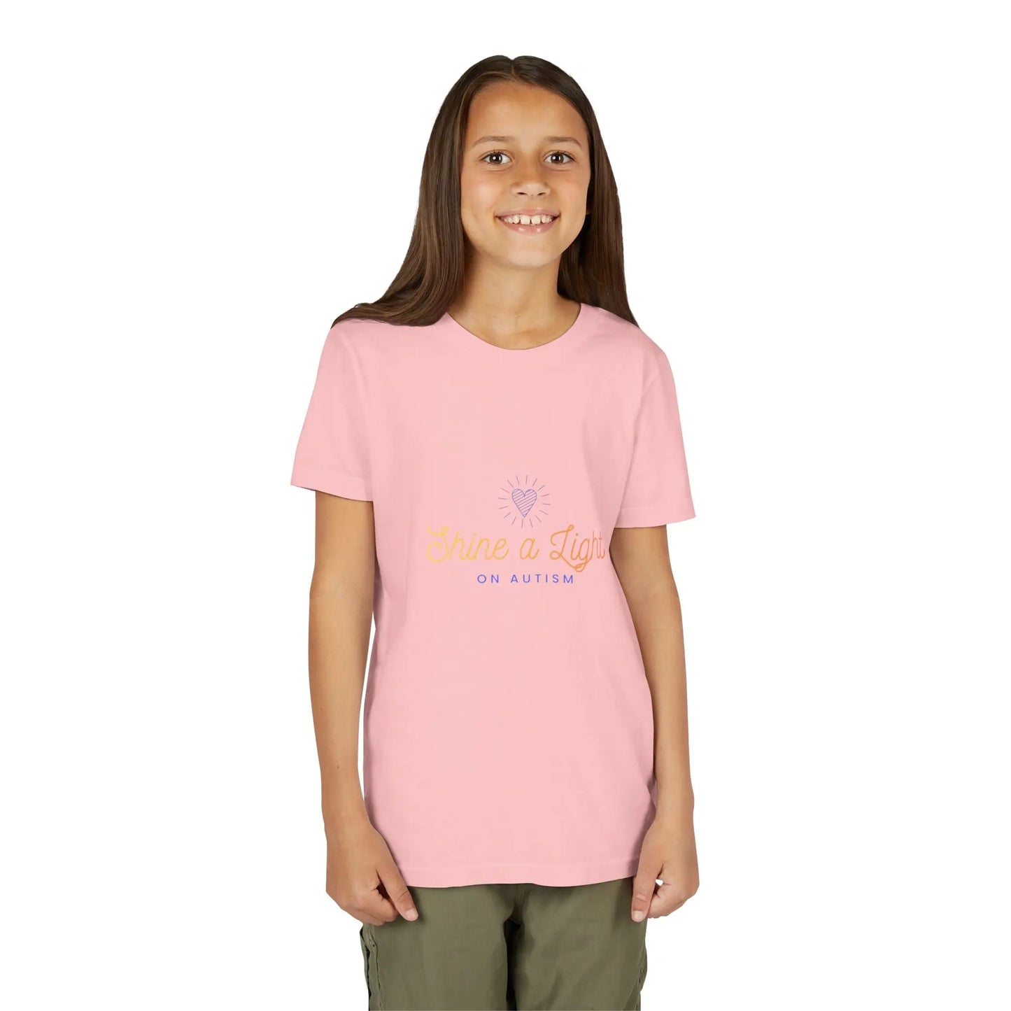 Help kids shine a light on autism with this soft pastel awareness youth tee — a meaningful, wearable statement of acceptance and support for April and every day. Pink