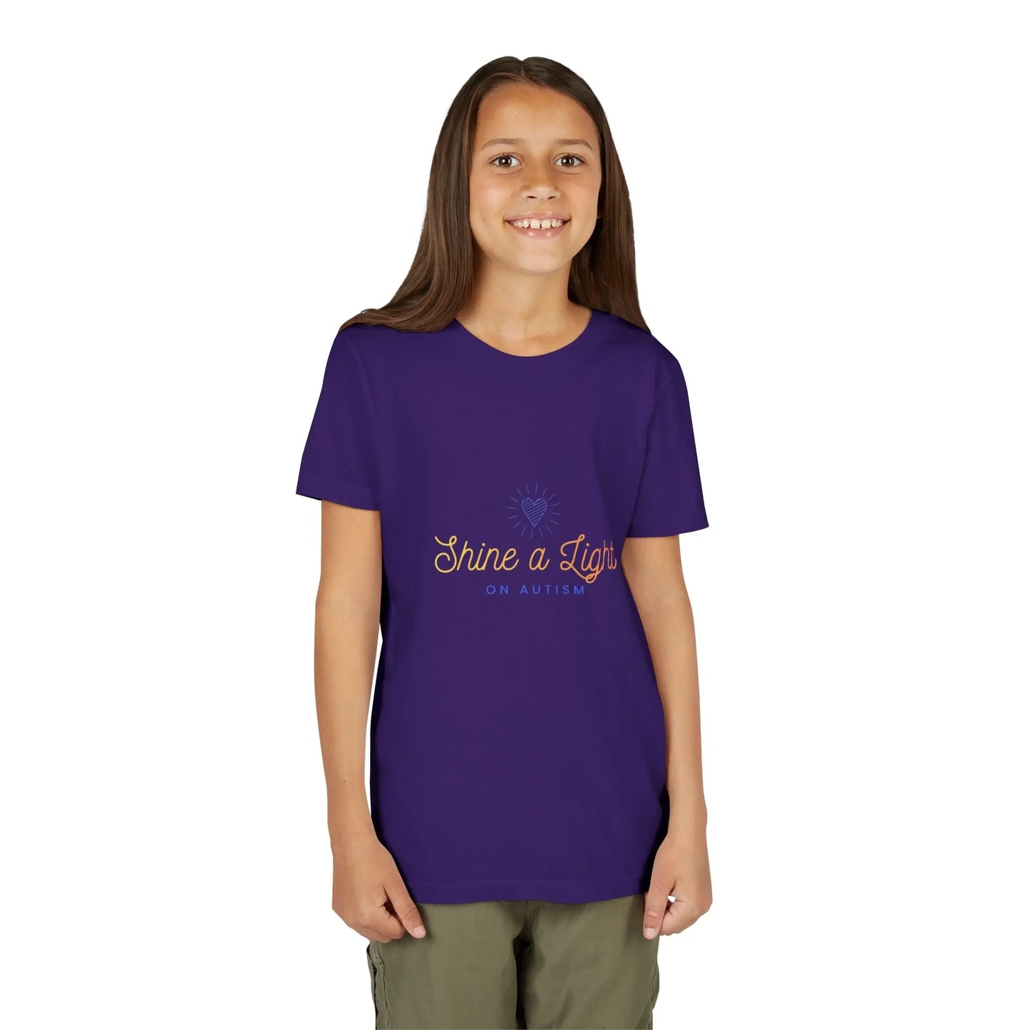 Help kids shine a light on autism with this soft pastel awareness youth tee — a meaningful, wearable statement of acceptance and support for April and every day. Team Purple