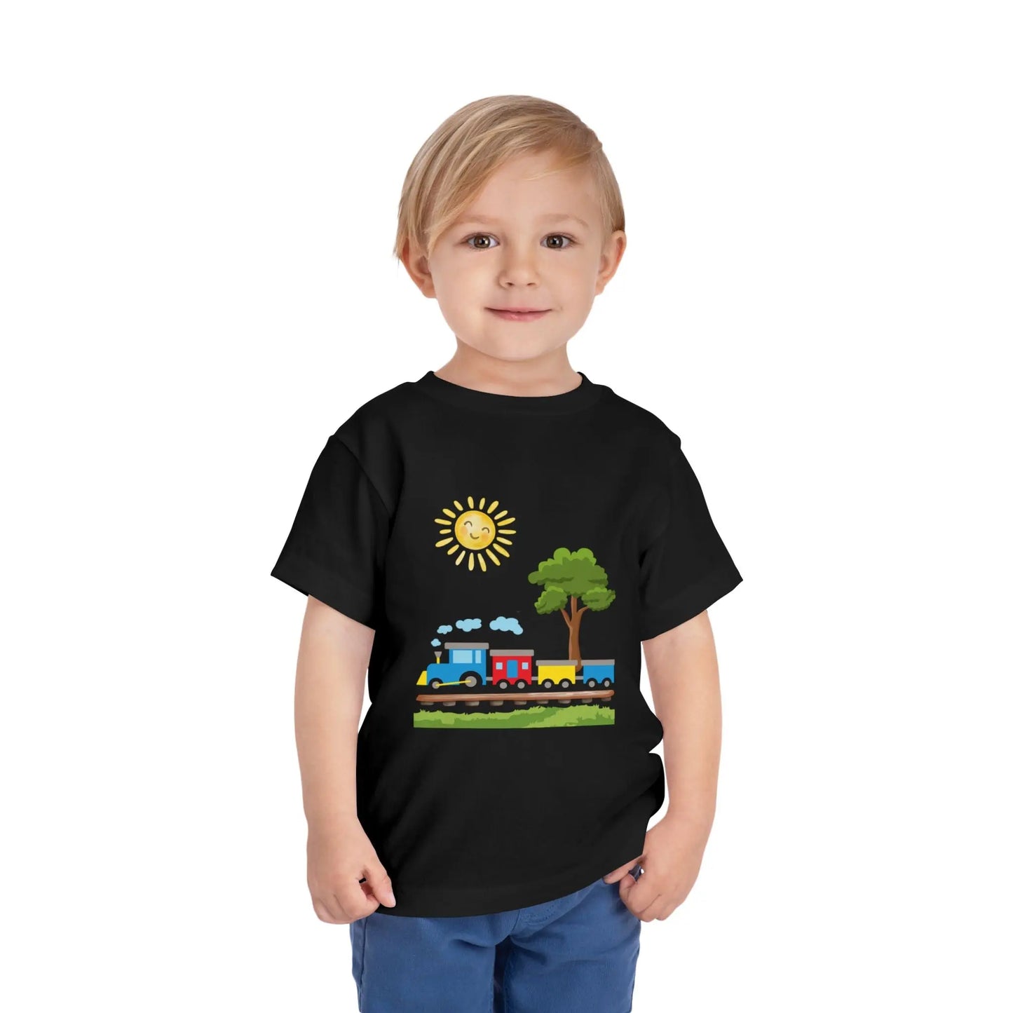 All aboard! This sunny train graphic toddler tee is perfect for little train lovers. Soft, bright, and ready for every adventure. Sizes 2T–5T.
Black