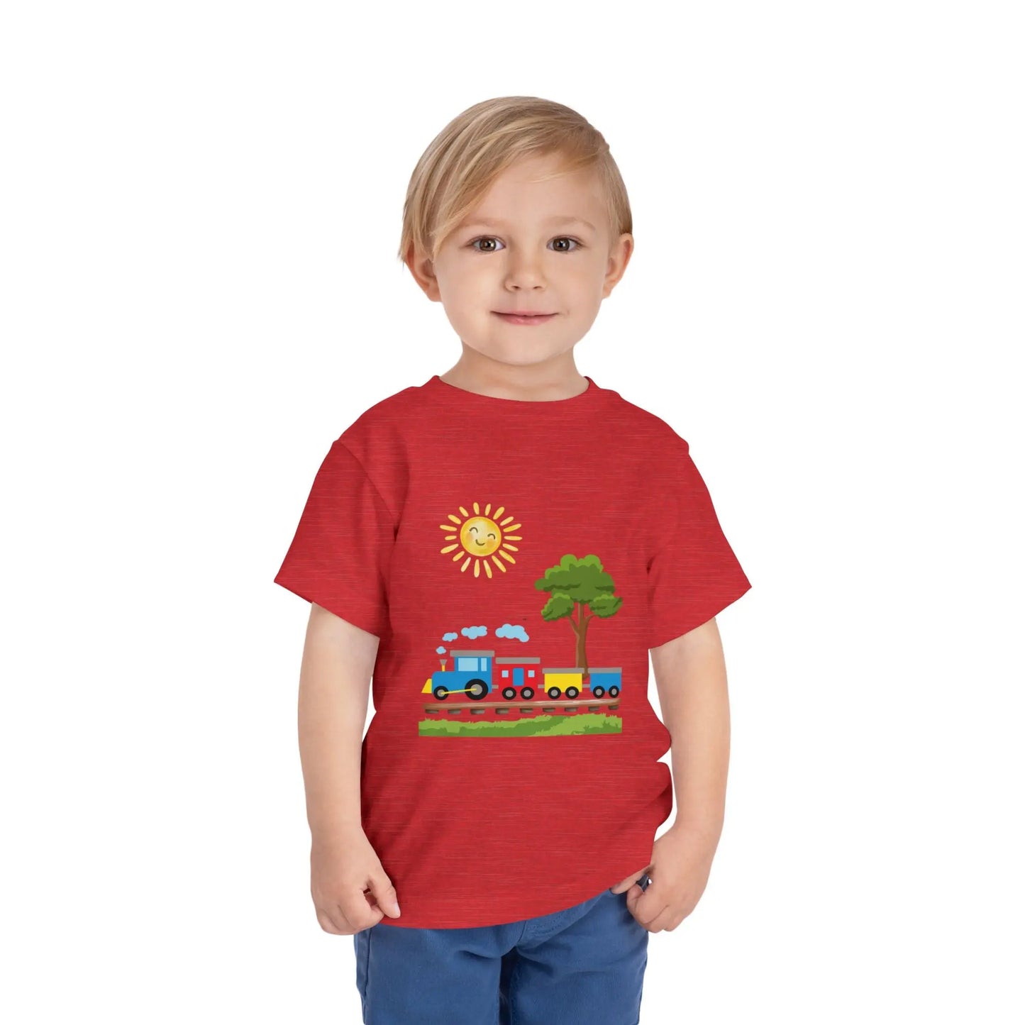 All aboard! This sunny train graphic toddler tee is perfect for little train lovers. Soft, bright, and ready for every adventure. Sizes 2T–5T.
Red