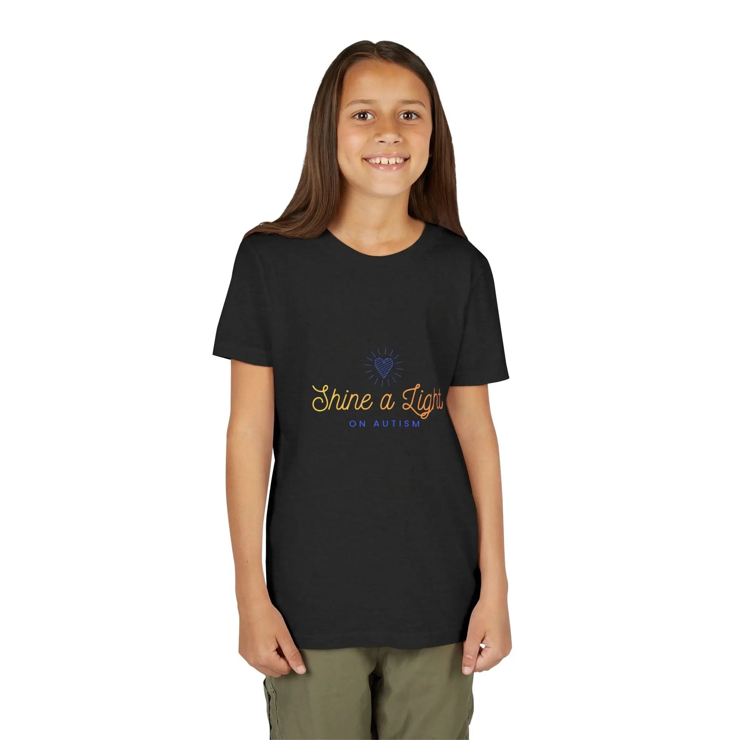 Help kids shine a light on autism with this soft pastel awareness youth tee — a meaningful, wearable statement of acceptance and support for April and every day. Black Heather