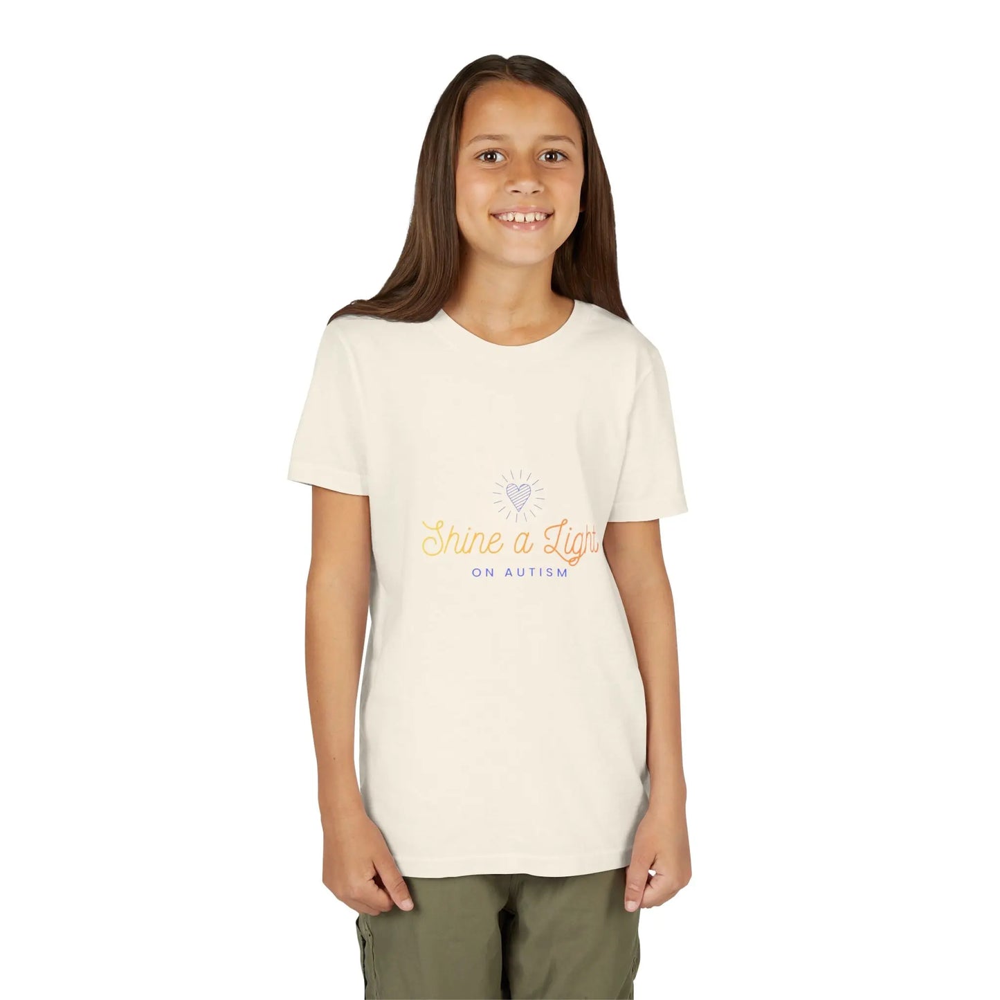 Help kids shine a light on autism with this soft pastel awareness youth tee — a meaningful, wearable statement of acceptance and support for April and every day. Natural