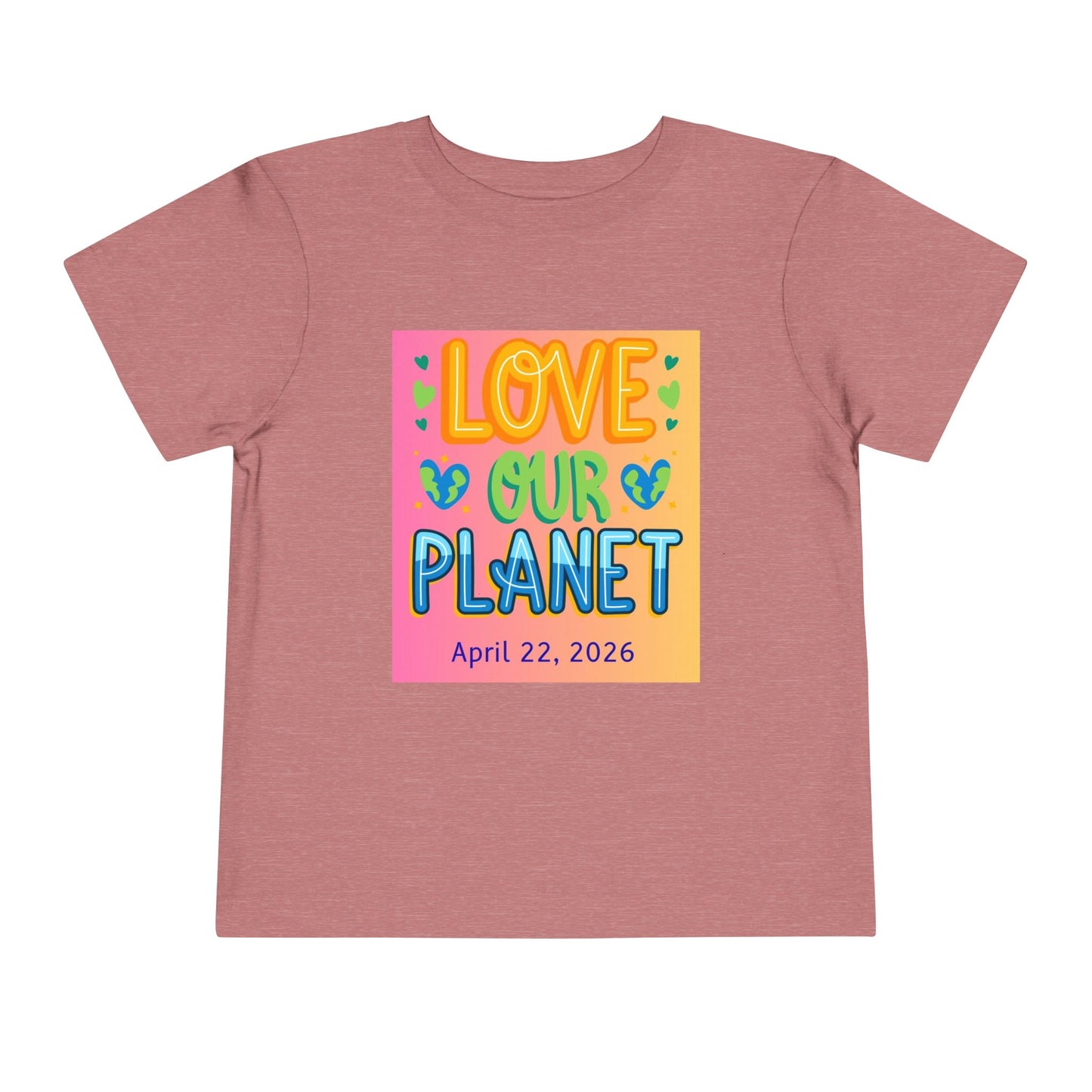 Soft cotton toddler tee with Love Our Planet message, hearts, and leaves. Perfect for Earth Day 2026 celebrations and eco-friendly kids. Sizes 2T-5T
Heather Mauve