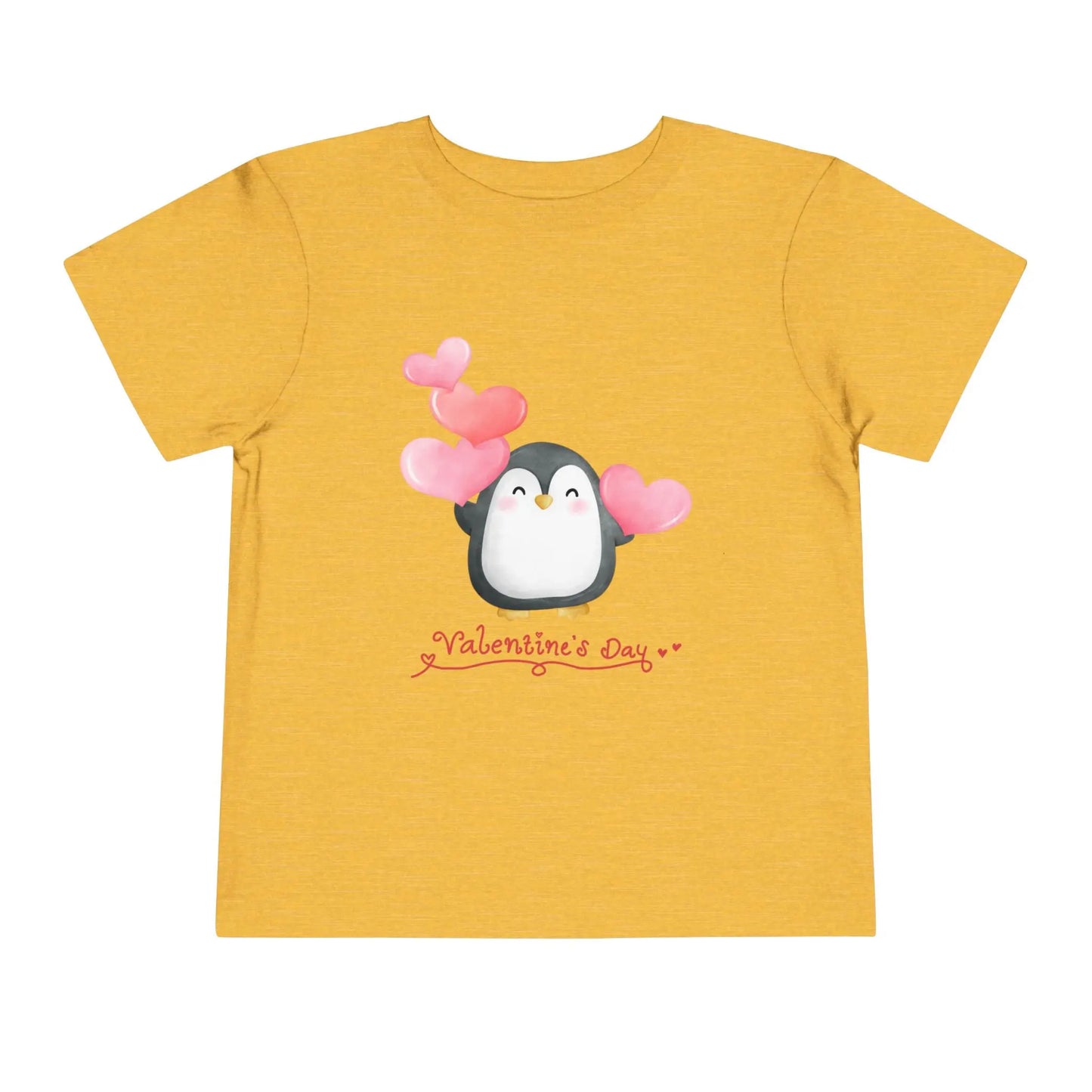 Soft cotton toddler tee with sweet penguin and pink hearts. Perfect for Valentine's Day celebrations and spreading love. Sizes 2T-5T.
Heather Yellow Gold