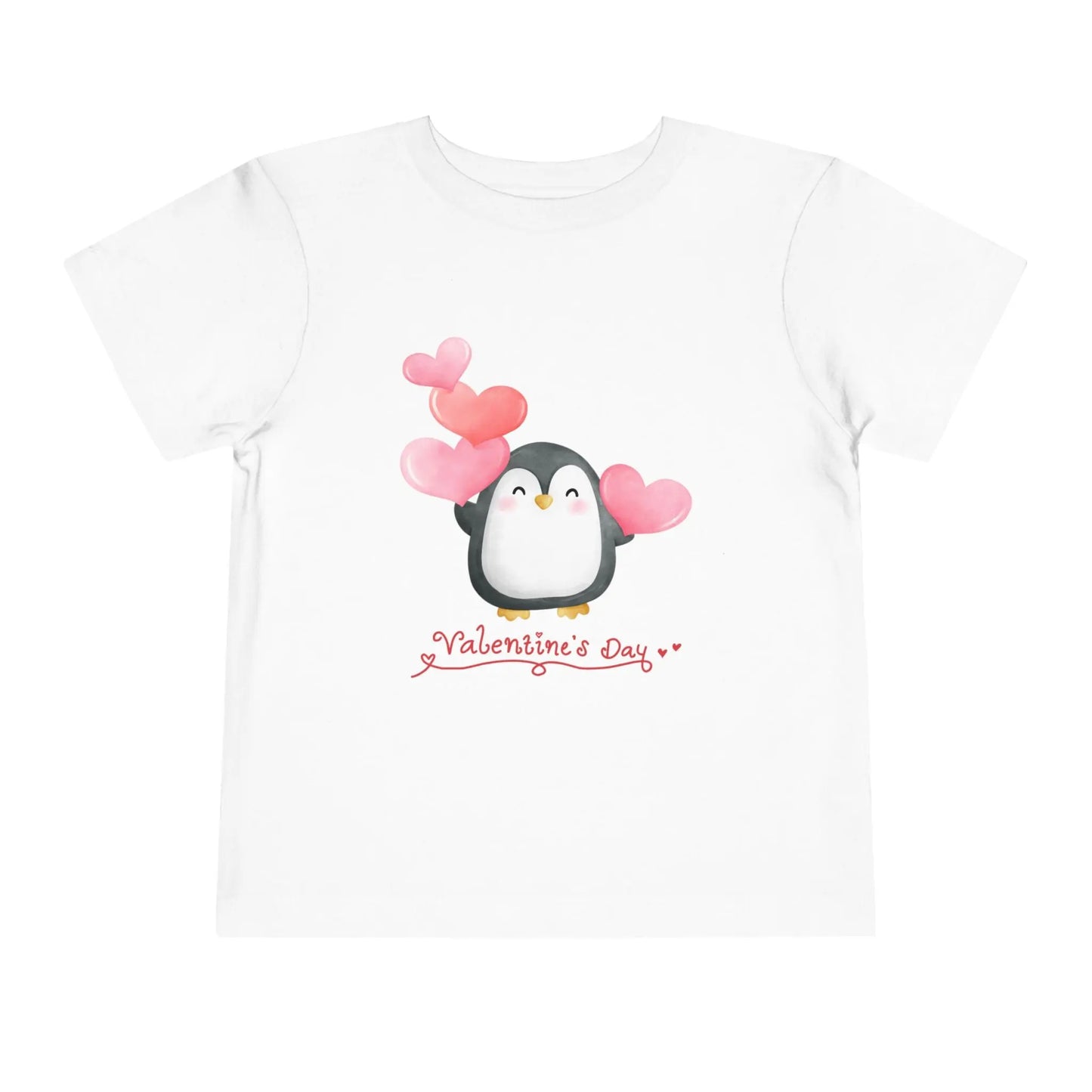 Soft cotton toddler tee with sweet penguin and pink hearts. Perfect for Valentine's Day celebrations and spreading love. Sizes 2T-5T.
White