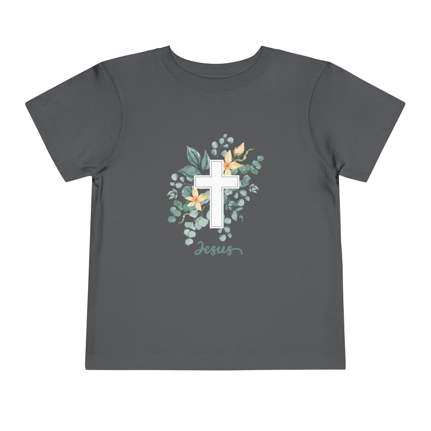 Soft cotton toddler tee with watercolor cross, greenery, and Jesus script. Perfect for church, Easter, and faith-based celebrations. Sizes 2T-5T.
Asphalt