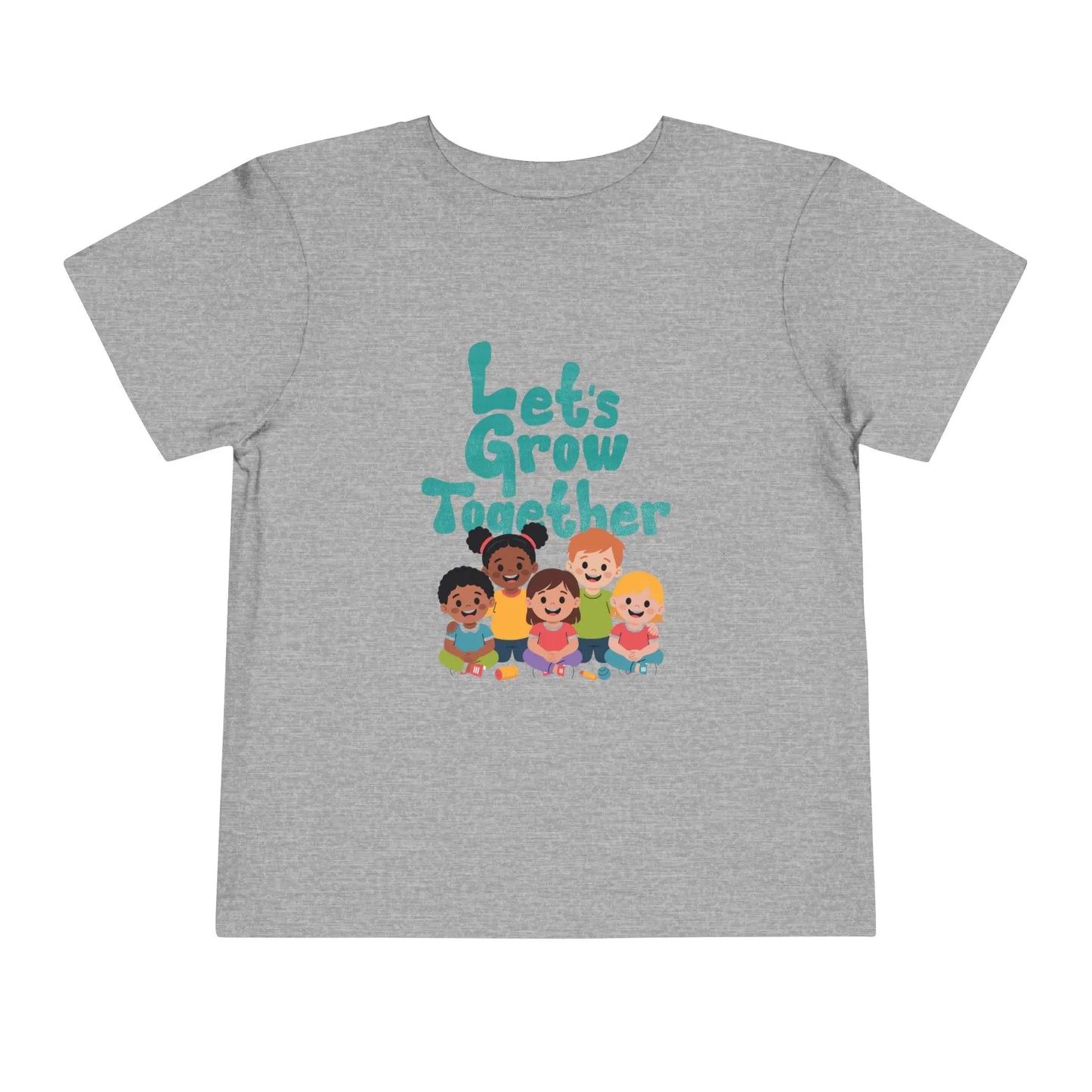 Soft cotton toddler tee with Let's Grow Together message and multicultural smiling faces. Perfect for celebrating diversity and friendship. Sizes 2T-5T.
Athletic Heather