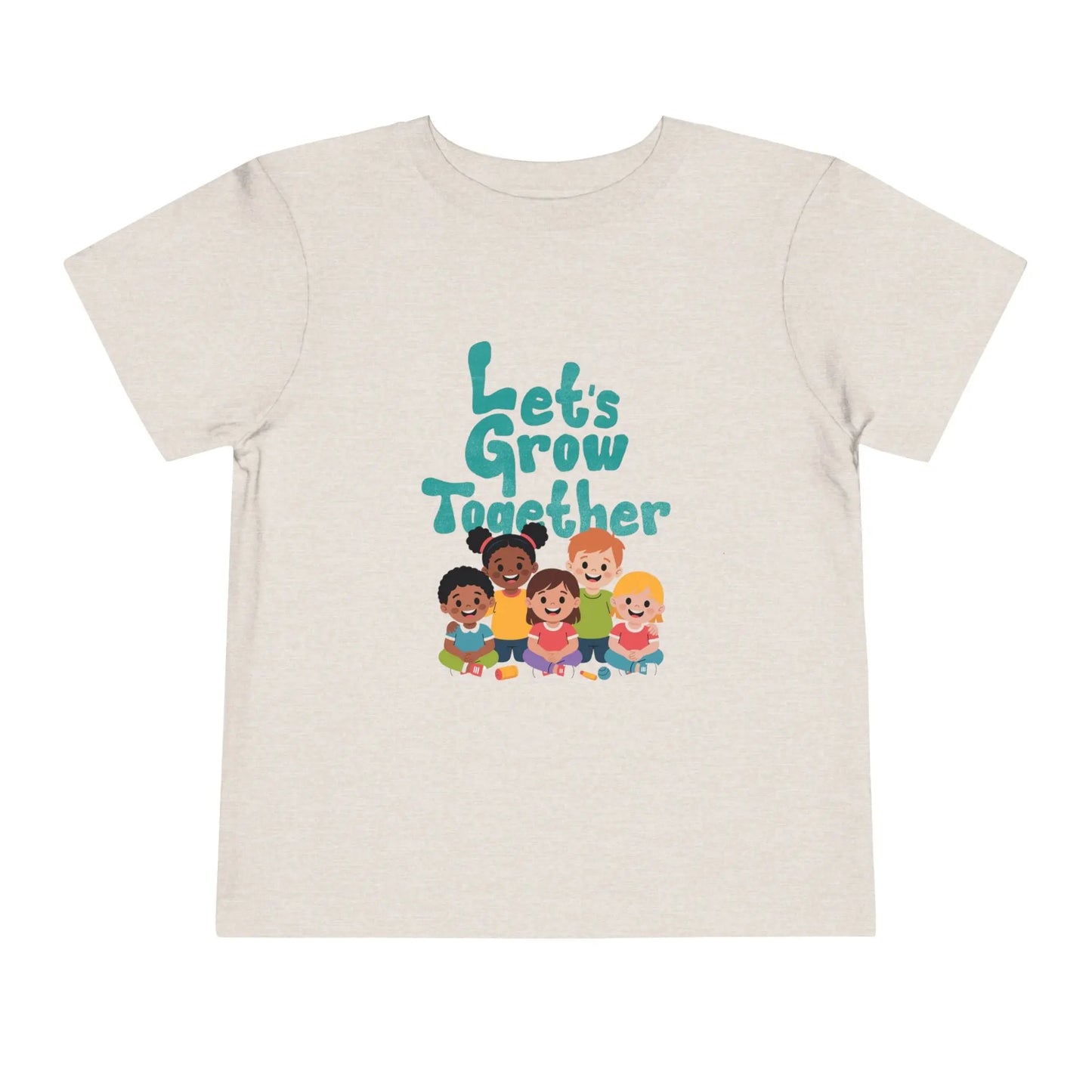 Soft cotton toddler tee with Let's Grow Together message and multicultural smiling faces. Perfect for celebrating diversity and friendship. Sizes 2T-5T.
Heather Dust