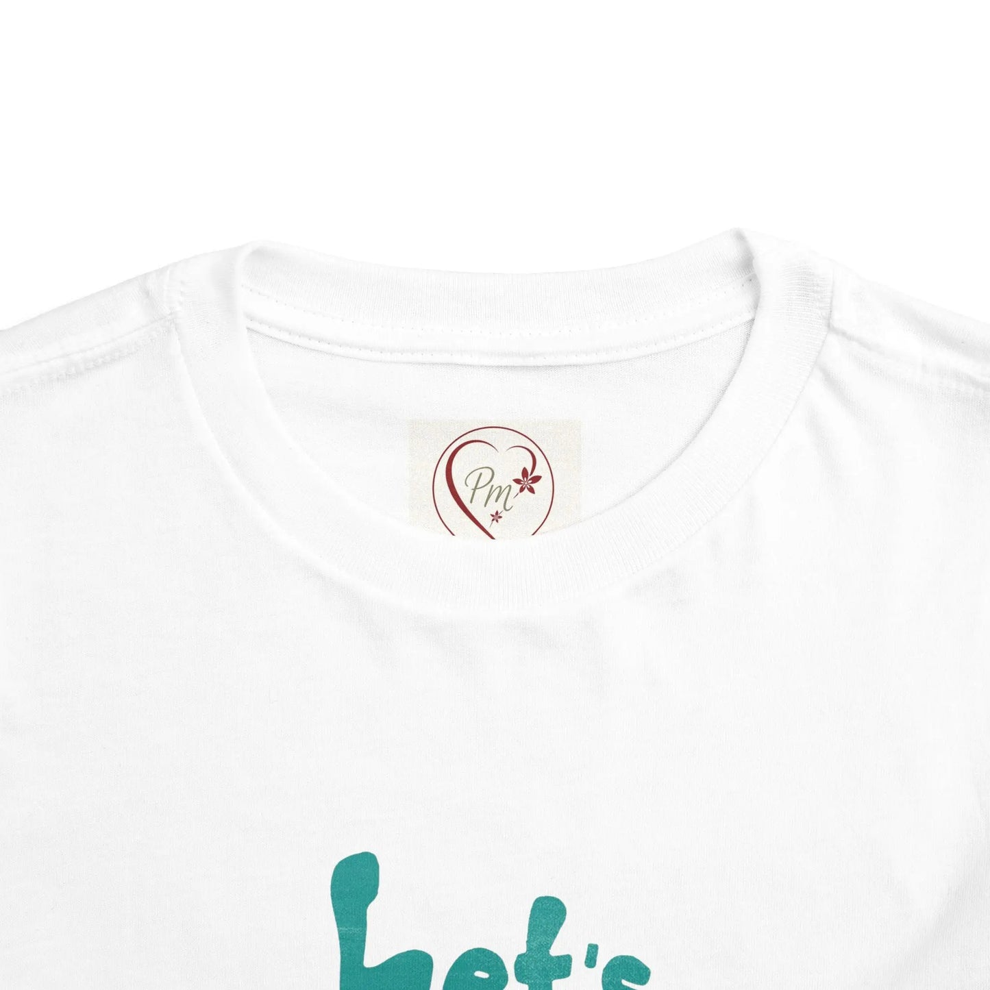 White t-shirt with a PM Creations 25 logo and text on a white background