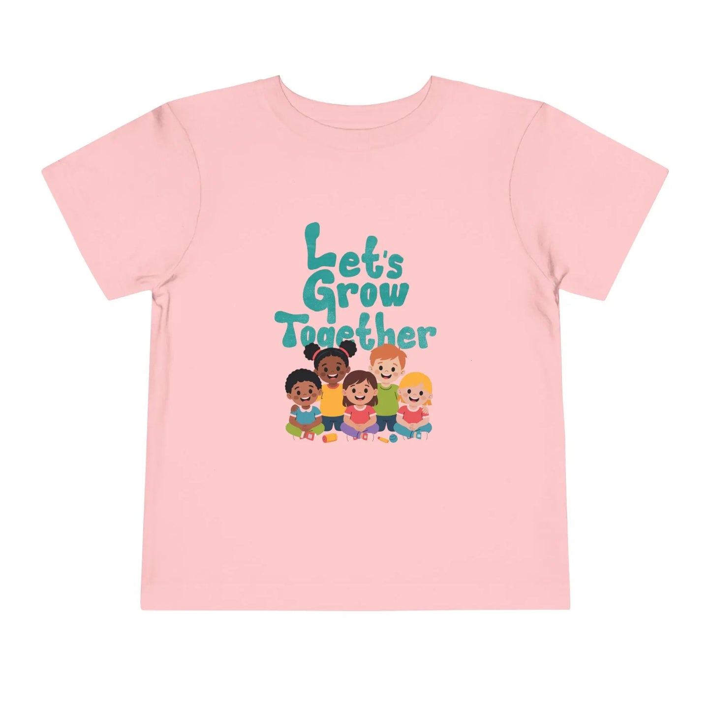 Soft cotton toddler tee with Let's Grow Together message and multicultural smiling faces. Perfect for celebrating diversity and friendship. Sizes 2T-5T.
Pink