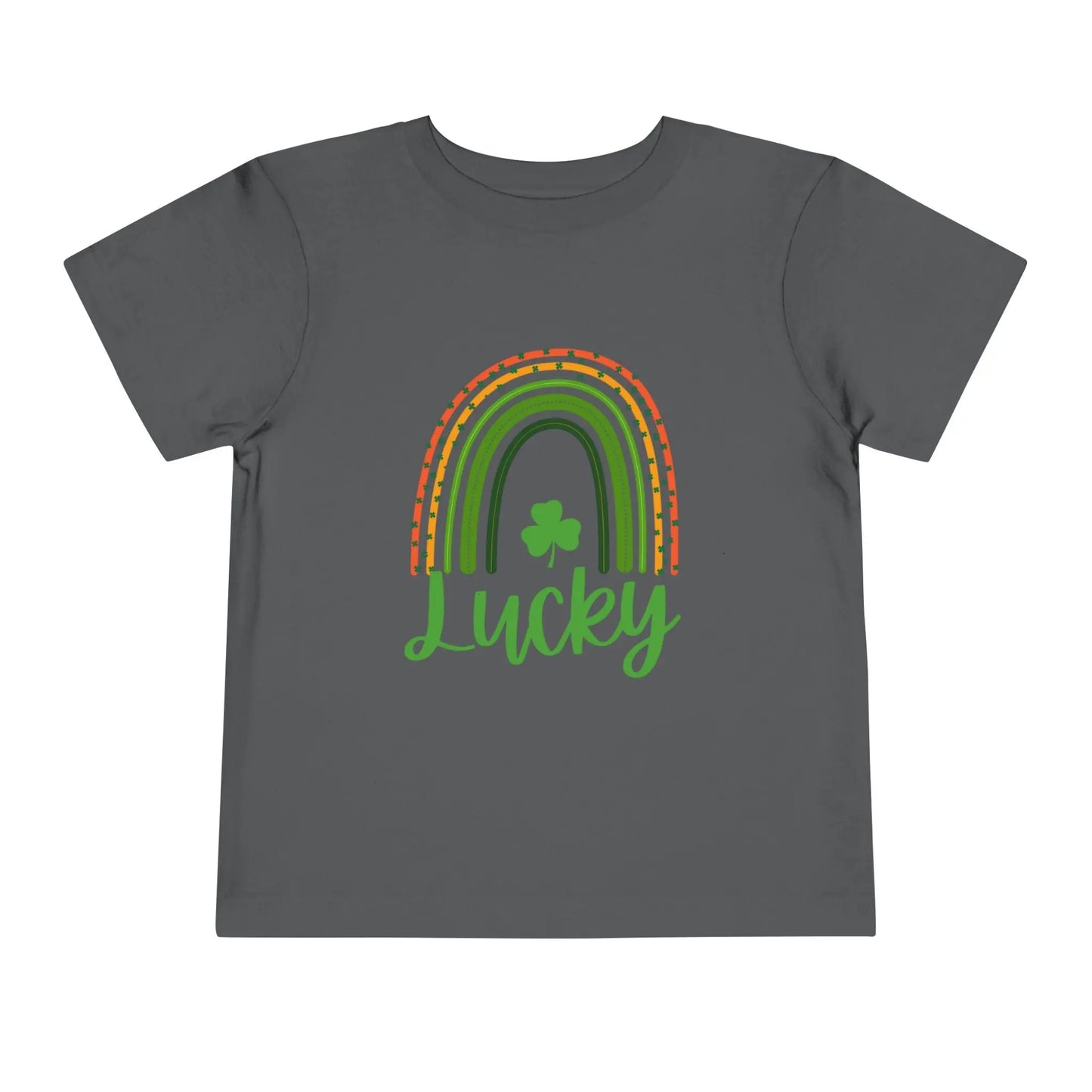 Soft cotton toddler tee with Lucky rainbow and shamrock design. Perfect for St. Patrick's Day parades and celebrations. Sizes 2T-5T.
Asphalt