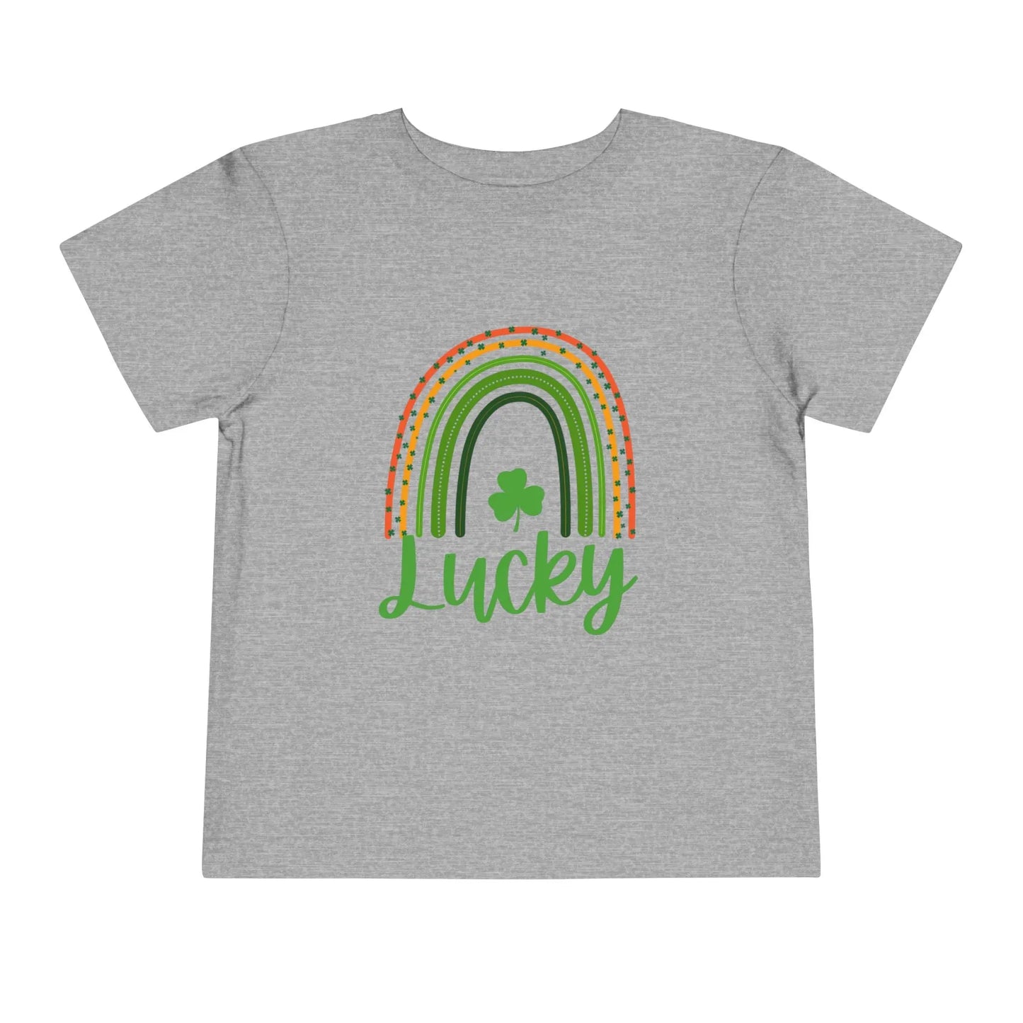Soft cotton toddler tee with Lucky rainbow and shamrock design. Perfect for St. Patrick's Day parades and celebrations. Sizes 2T-5T.
Athletic Heather