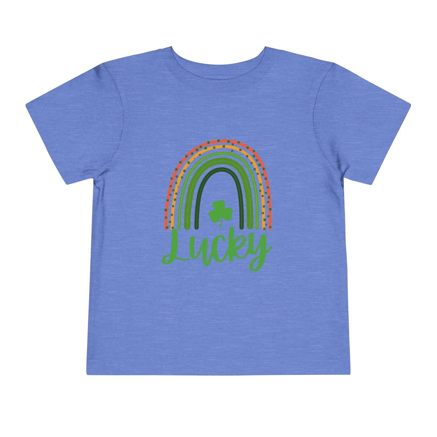 Soft cotton toddler tee with Lucky rainbow and shamrock design. Perfect for St. Patrick's Day parades and celebrations. Sizes 2T-5T.
Heather Columbia Blue