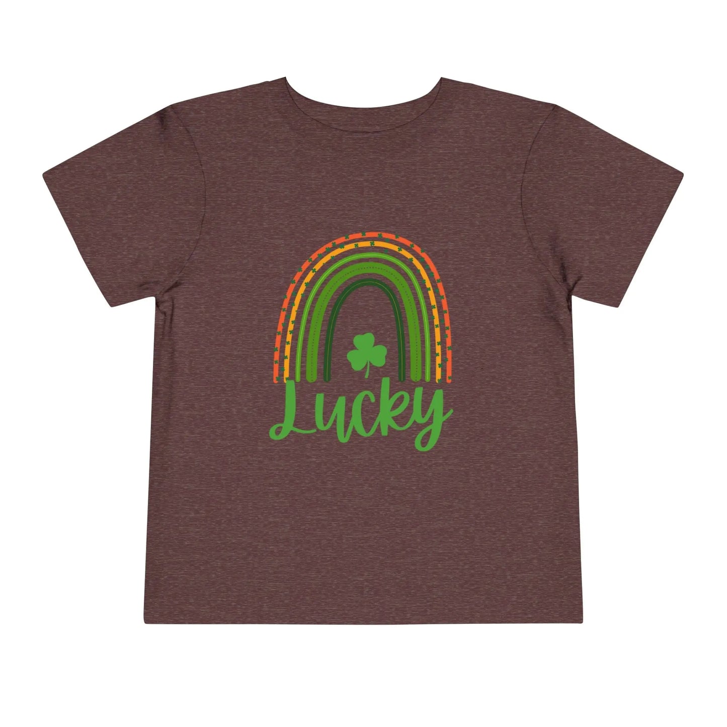 Soft cotton toddler tee with Lucky rainbow and shamrock design. Perfect for St. Patrick's Day parades and celebrations. Sizes 2T-5T.
Maroon