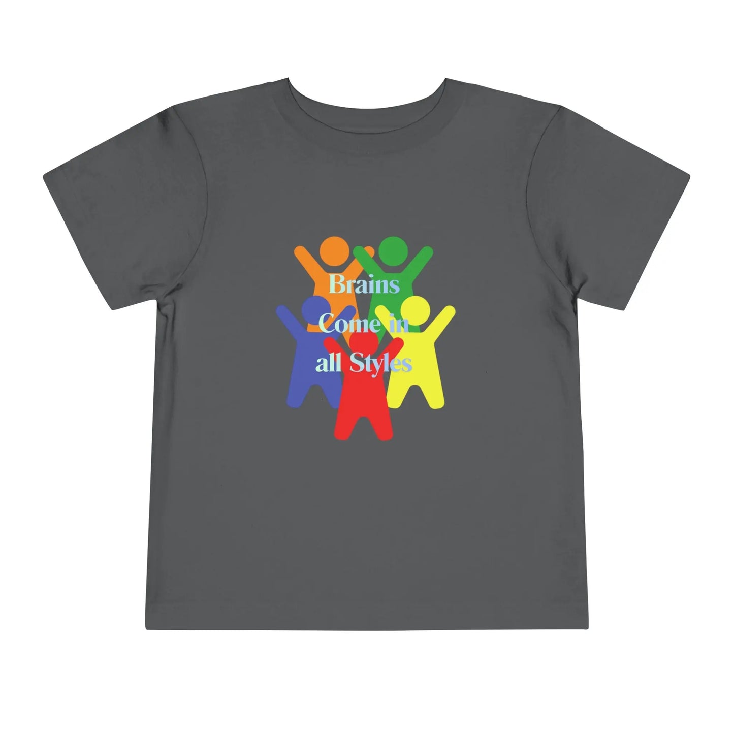 Soft cotton toddler tee with colorful diverse figures celebrating inclusion. Perfect for neurodiversity awareness and everyday play. Sizes 2T-5T.
Asphalt