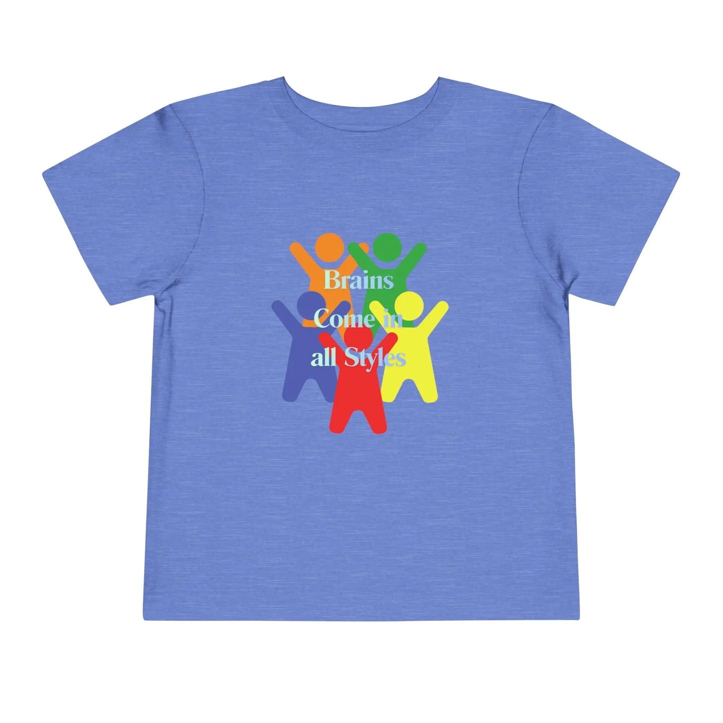 Soft cotton toddler tee with colorful diverse figures celebrating inclusion. Perfect for neurodiversity awareness and everyday play. Sizes 2T-5T.
Heather Columbia Blue