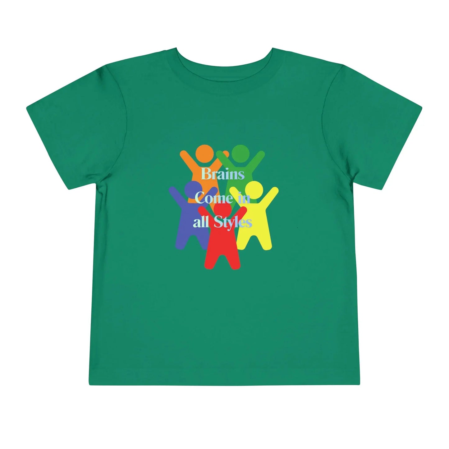 Soft cotton toddler tee with colorful diverse figures celebrating inclusion. Perfect for neurodiversity awareness and everyday play. Sizes 2T-5T.
Kelly Green