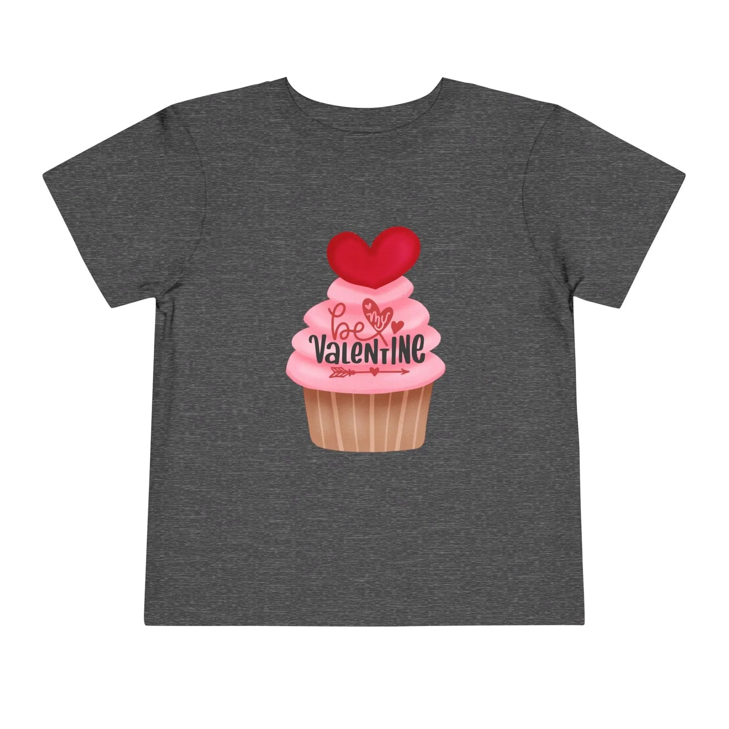 Soft cotton toddler tee with rosy cupcake and heart topper. Perfect for Valentine's Day celebrations and spreading love. Sizes 2T-5T.
Dark Heather Grey