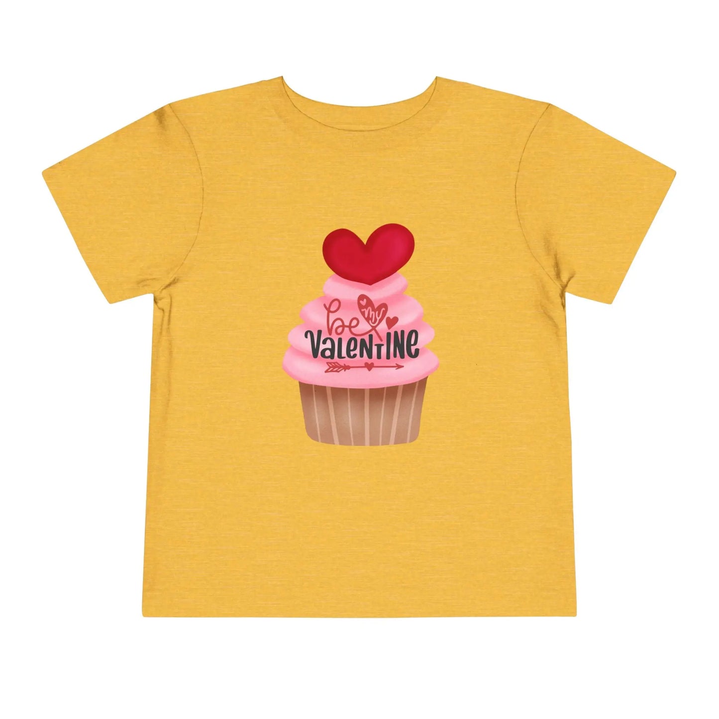 Soft cotton toddler tee with rosy cupcake and heart topper. Perfect for Valentine's Day celebrations and spreading love. Sizes 2T-5T.
Heather Yellow Gold