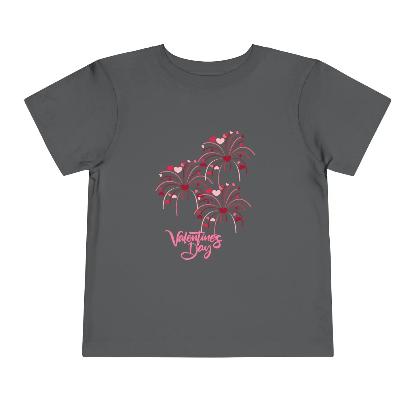 Soft cotton toddler tee with pink and red heart-firing flowers and Happy Valentine's Day badge. Perfect for Valentine's celebrations. Sizes 2T-5T.
Asphalt