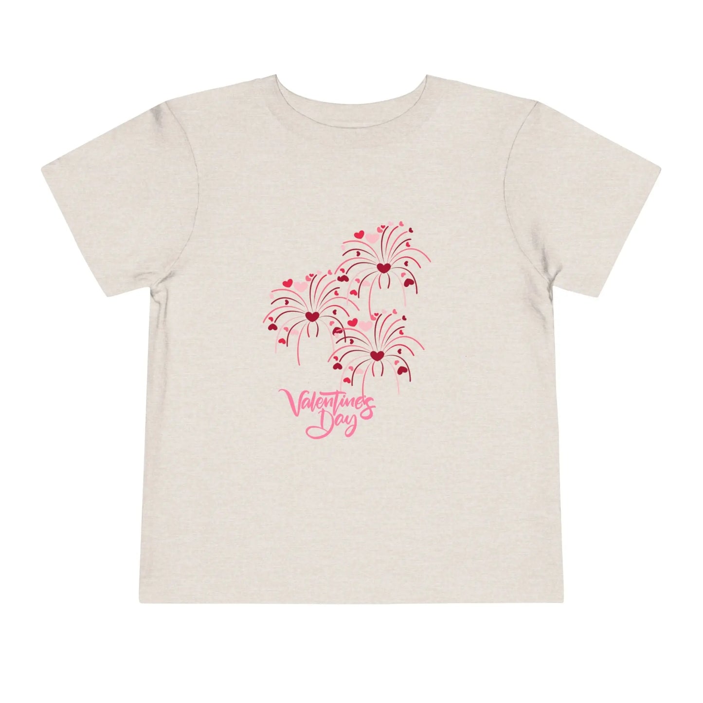 Soft cotton toddler tee with pink and red heart-firing flowers and Happy Valentine's Day badge. Perfect for Valentine's celebrations. Sizes 2T-5T.
Heather Dust