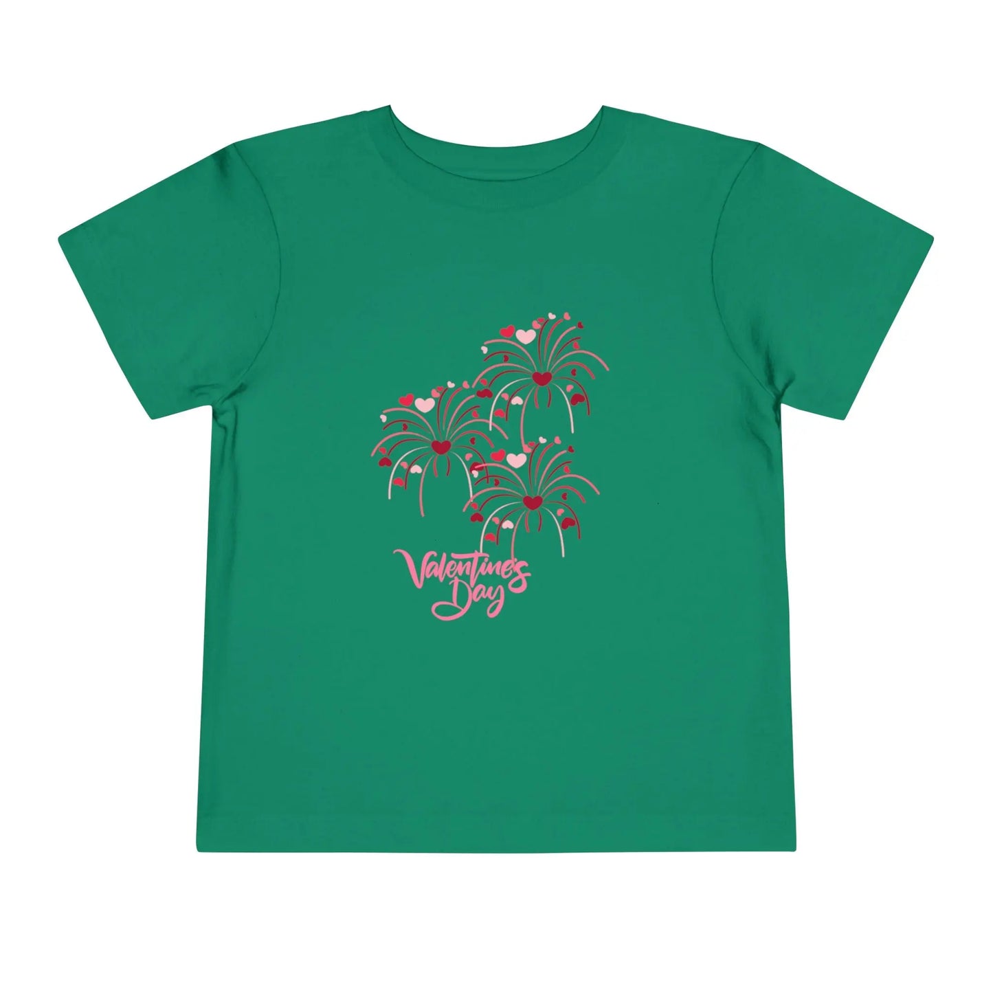Soft cotton toddler tee with pink and red heart-firing flowers and Happy Valentine's Day badge. Perfect for Valentine's celebrations. Sizes 2T-5T.
Kelly Green