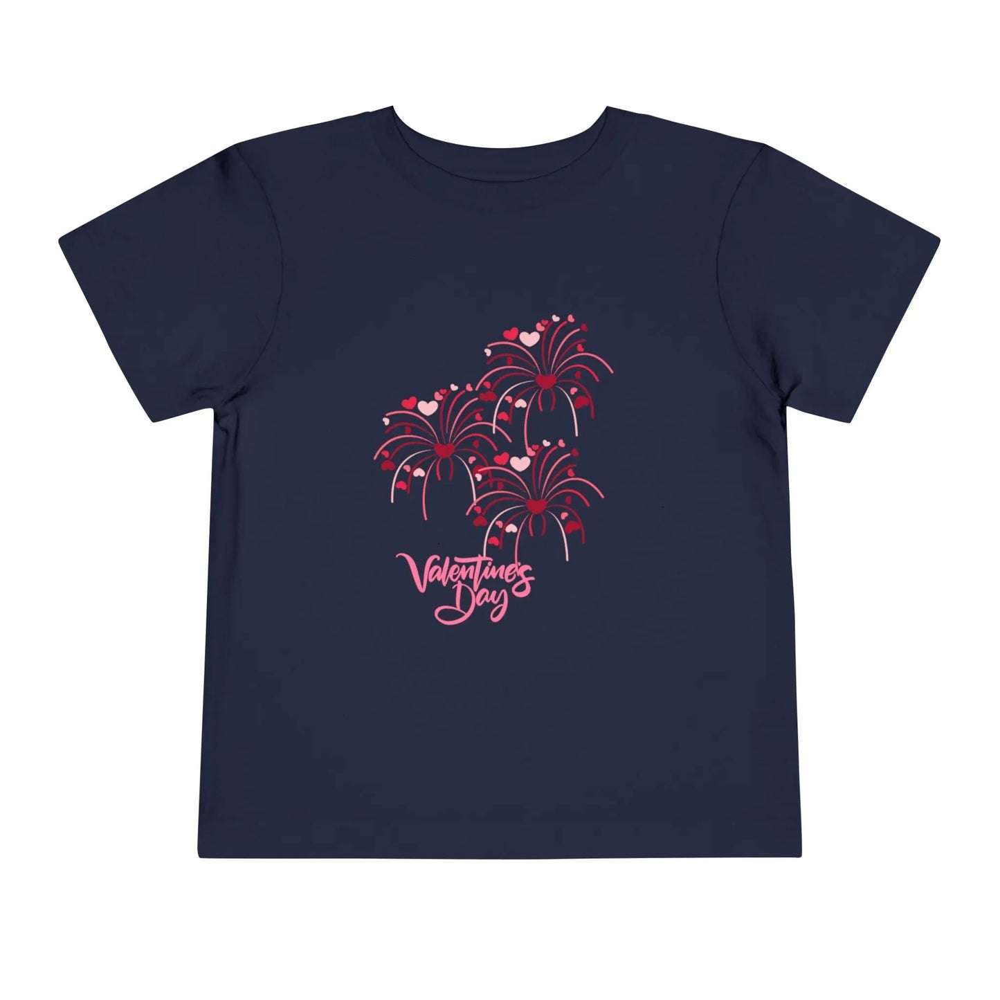 Soft cotton toddler tee with pink and red heart-firing flowers and Happy Valentine's Day badge. Perfect for Valentine's celebrations. Sizes 2T-5T.
Navy
