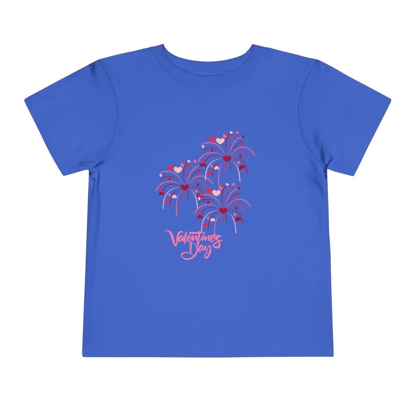 Soft cotton toddler tee with pink and red heart-firing flowers and Happy Valentine's Day badge. Perfect for Valentine's celebrations. Sizes 2T-5T.
True Royal
