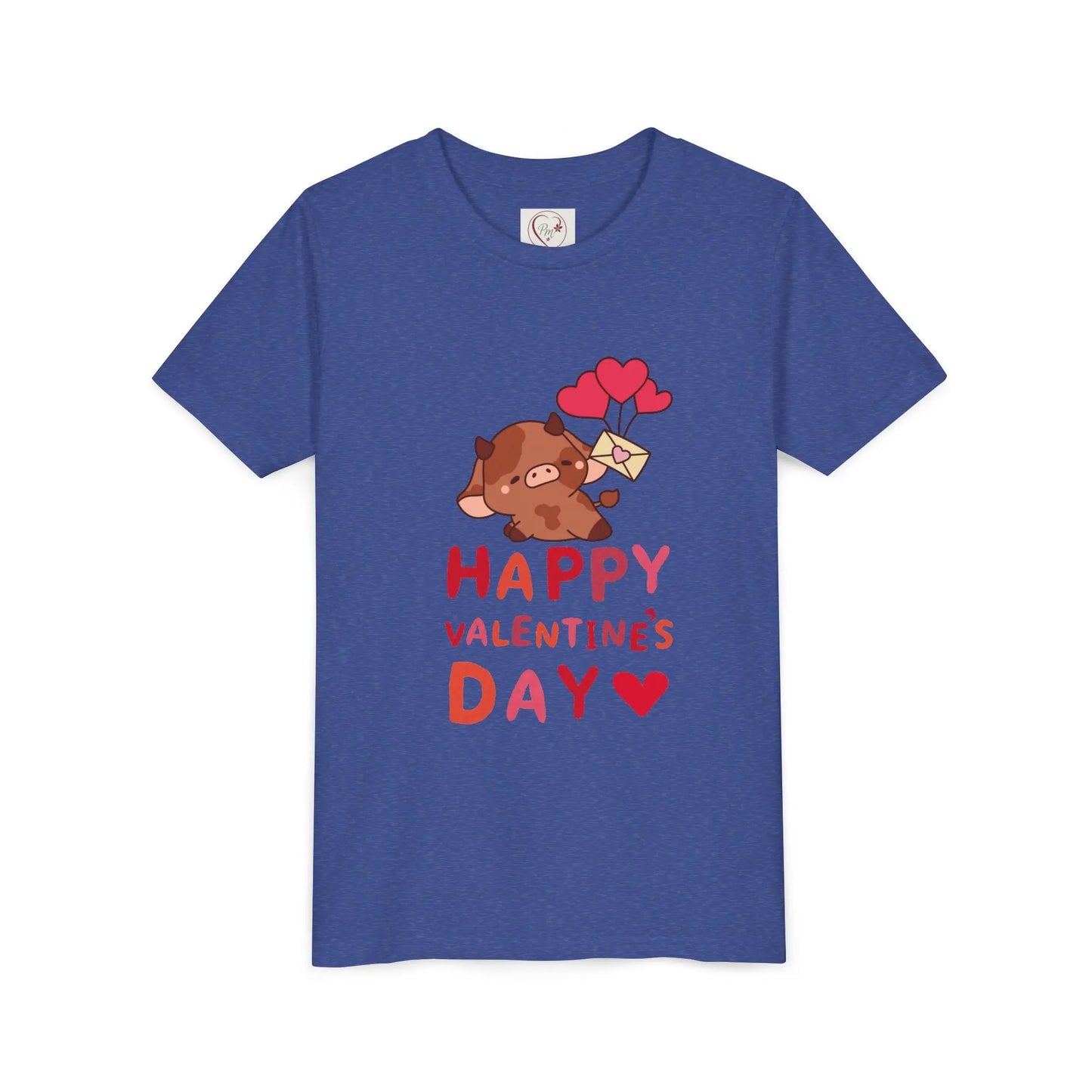 Adorable Valentine's Day youth tee featuring a cute boar with hearts. Unique, fun design perfect for school parties, celebrations & spreading love.
Heather True Royal