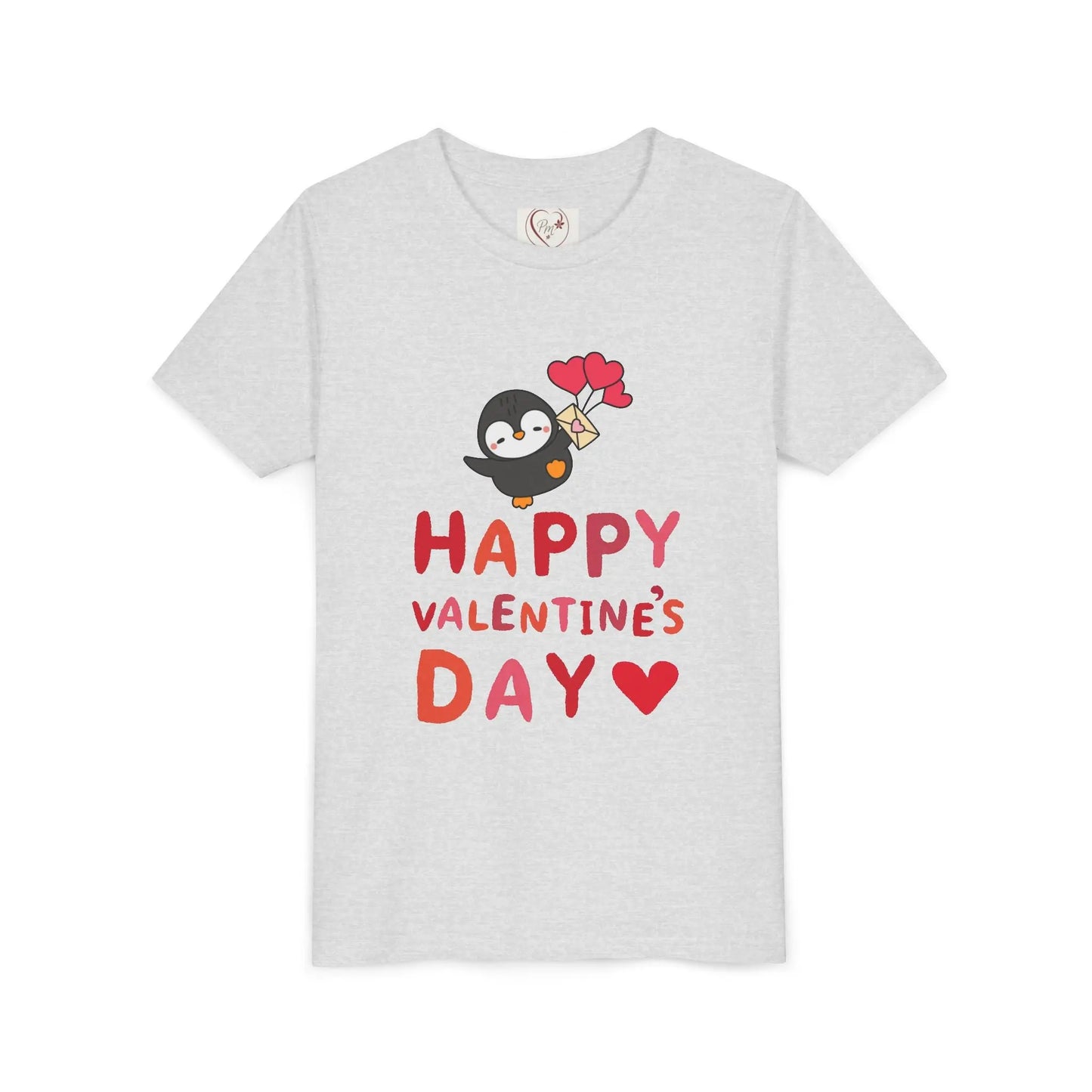 Adorable Valentine's Day youth tee featuring a cute penguin with pink hearts. Unique, fun design perfect for school parties & spreading love.
Ash