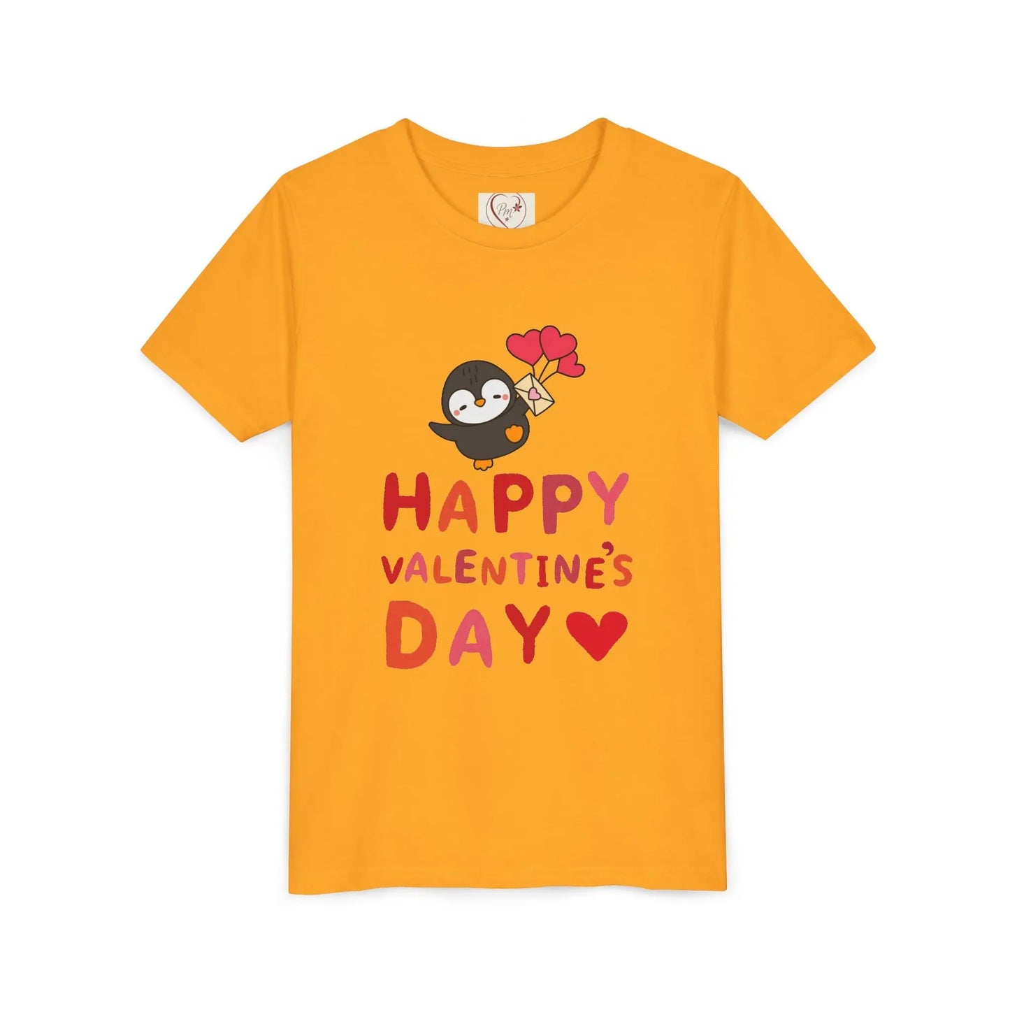 Adorable Valentine's Day youth tee featuring a cute penguin with pink hearts. Unique, fun design perfect for school parties & spreading love.
Gold