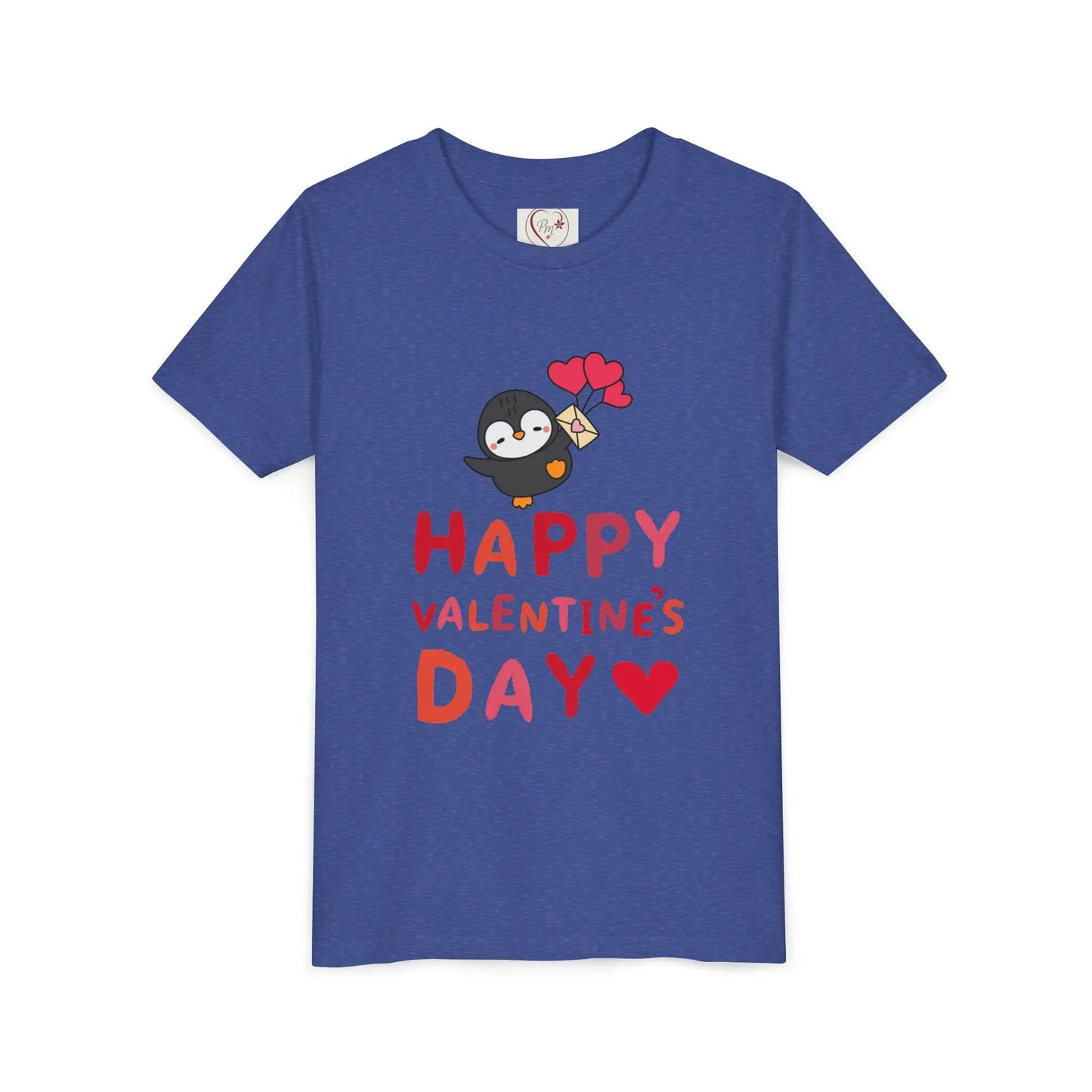 Adorable Valentine's Day youth tee featuring a cute penguin with pink hearts. Unique, fun design perfect for school parties & spreading love.
Heather Team Royal