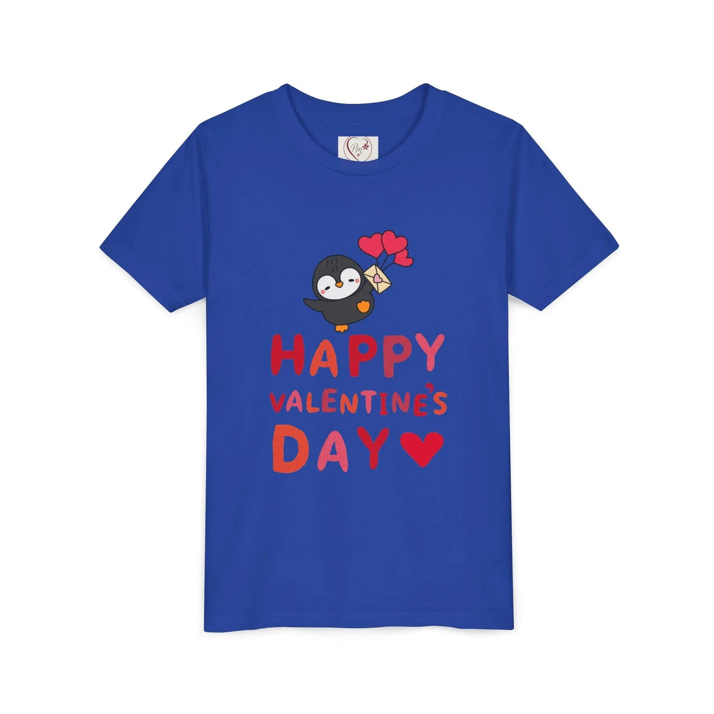 Adorable Valentine's Day youth tee featuring a cute penguin with pink hearts. Unique, fun design perfect for school parties & spreading love.
True Royal