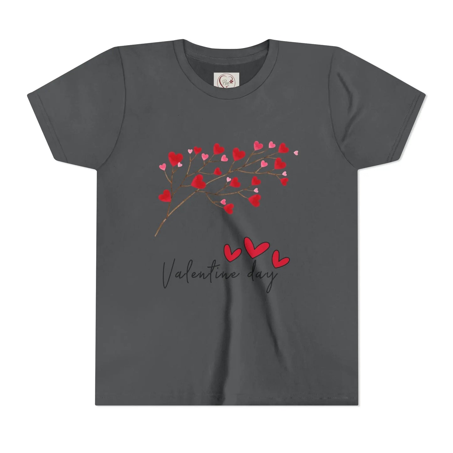 Sweet Valentine's Day youth tee with charming heart branch design. Perfect for school parties, celebrations & spreading love all February long.
Dark Grey Heather