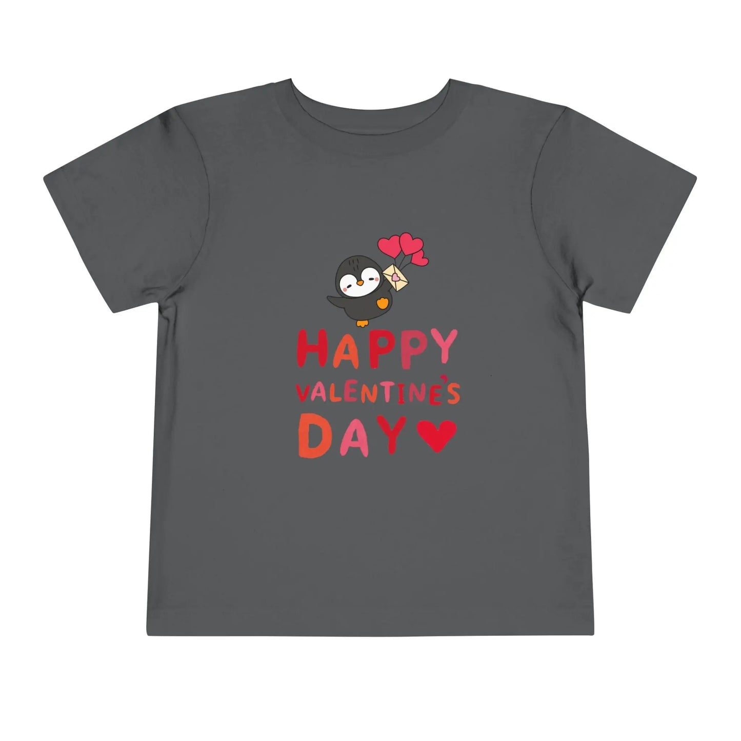 Soft cotton toddler tee with smiling penguin offering a heart. Perfect for Valentine's Day celebrations and spreading love. Sizes 2T-5T.
Asphalt