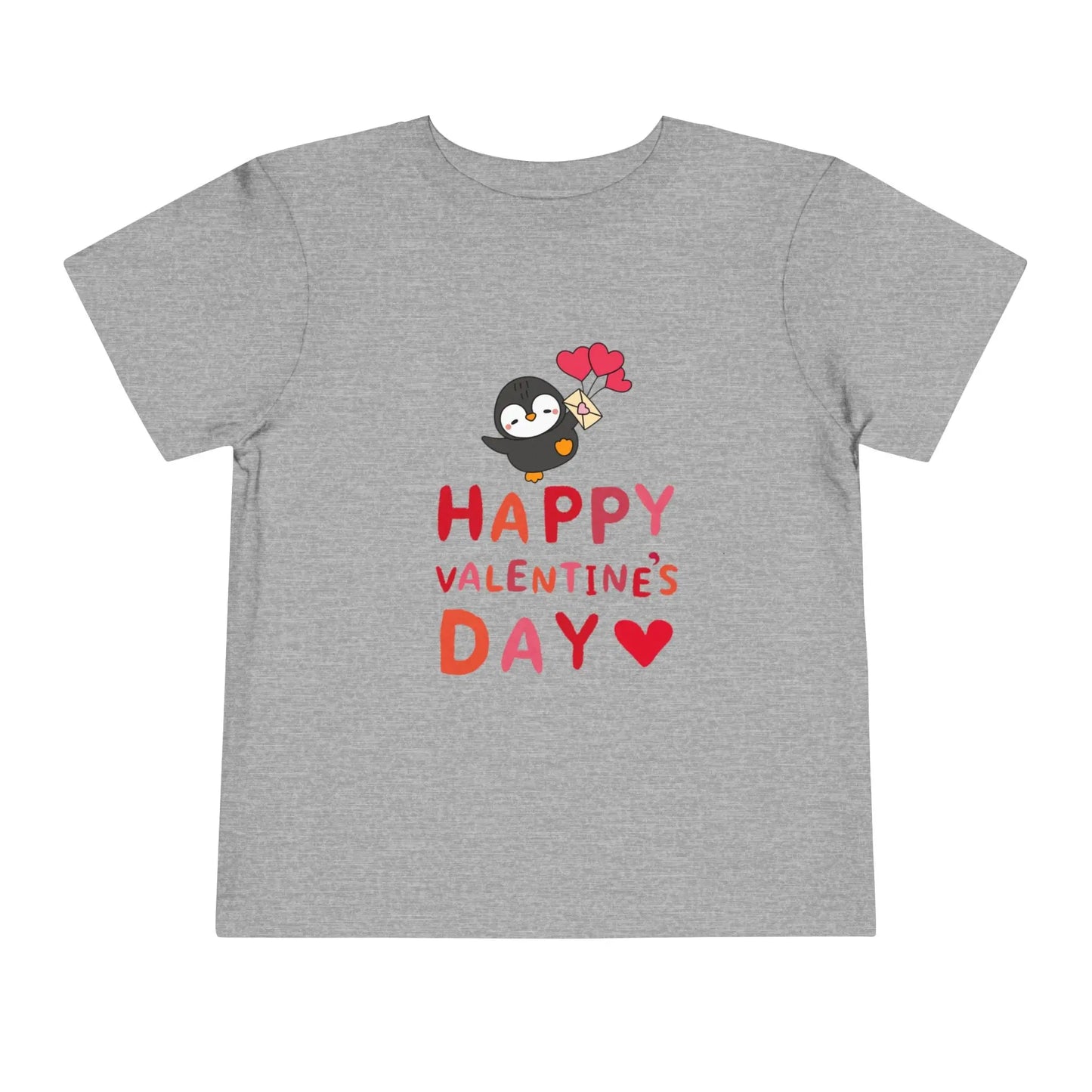 Soft cotton toddler tee with smiling penguin offering a heart. Perfect for Valentine's Day celebrations and spreading love. Sizes 2T-5T.
Athletic Grey