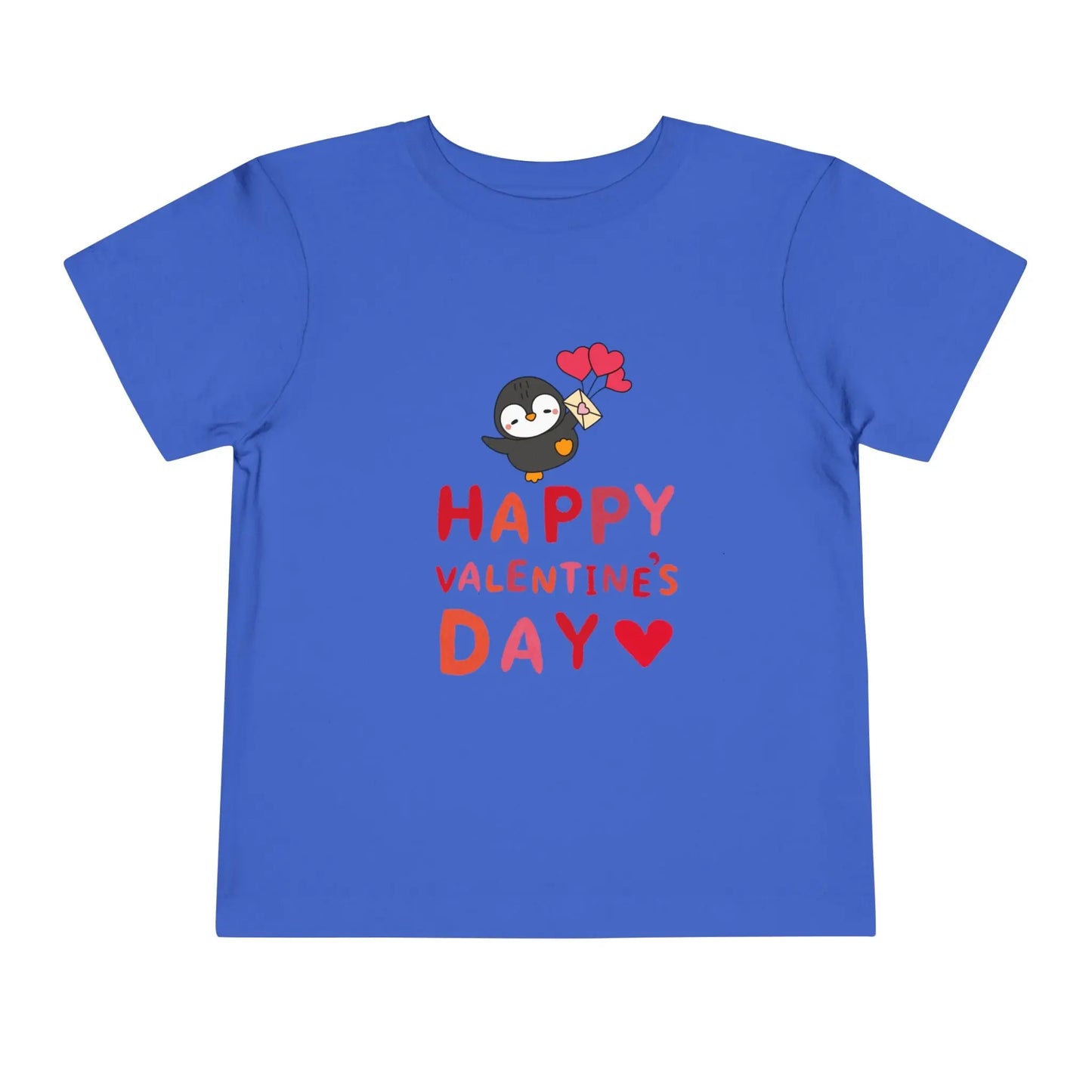 Soft cotton toddler tee with smiling penguin offering a heart. Perfect for Valentine's Day celebrations and spreading love. Sizes 2T-5T.
True Royal