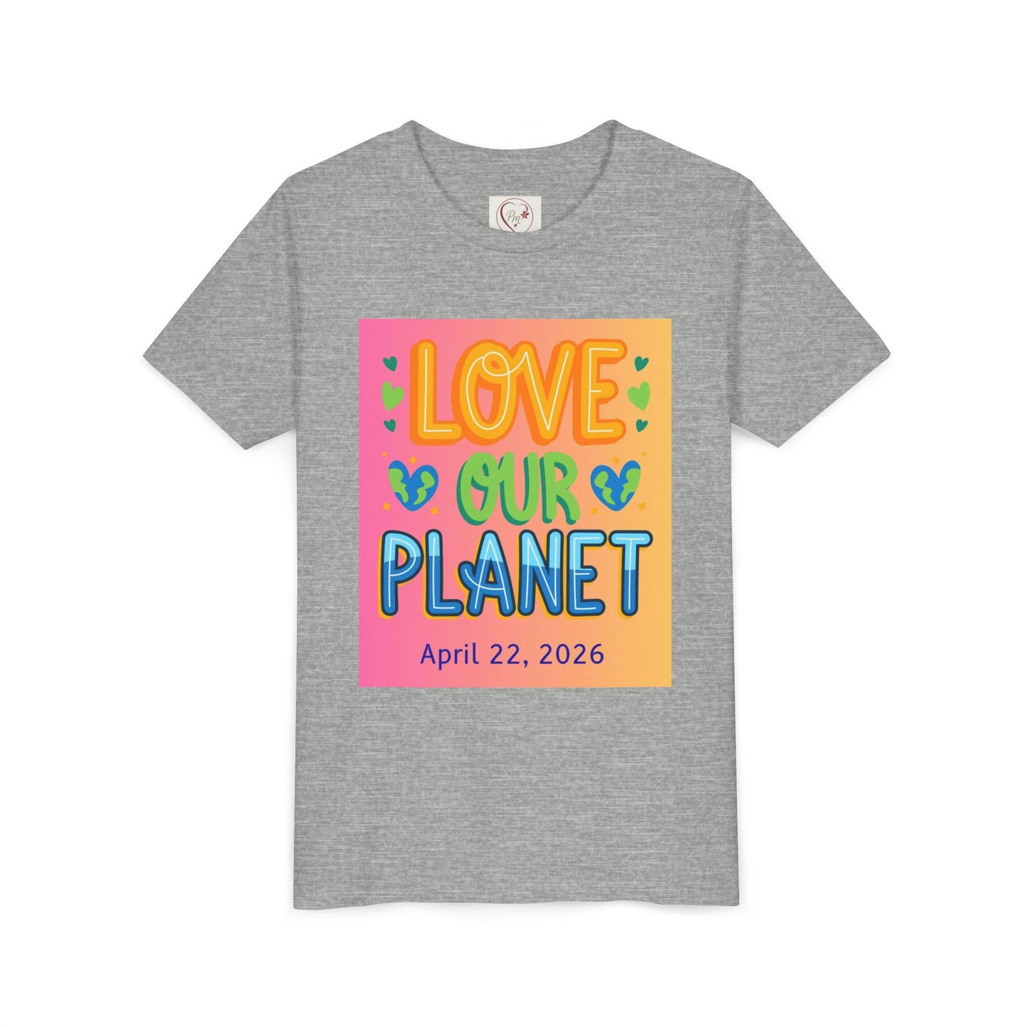 Soft cotton youth tee with Love Our Planet and Happy Earth Day graphics. Perfect for school celebrations and eco-conscious kids. Sizes S-XL.
Athletic Heather