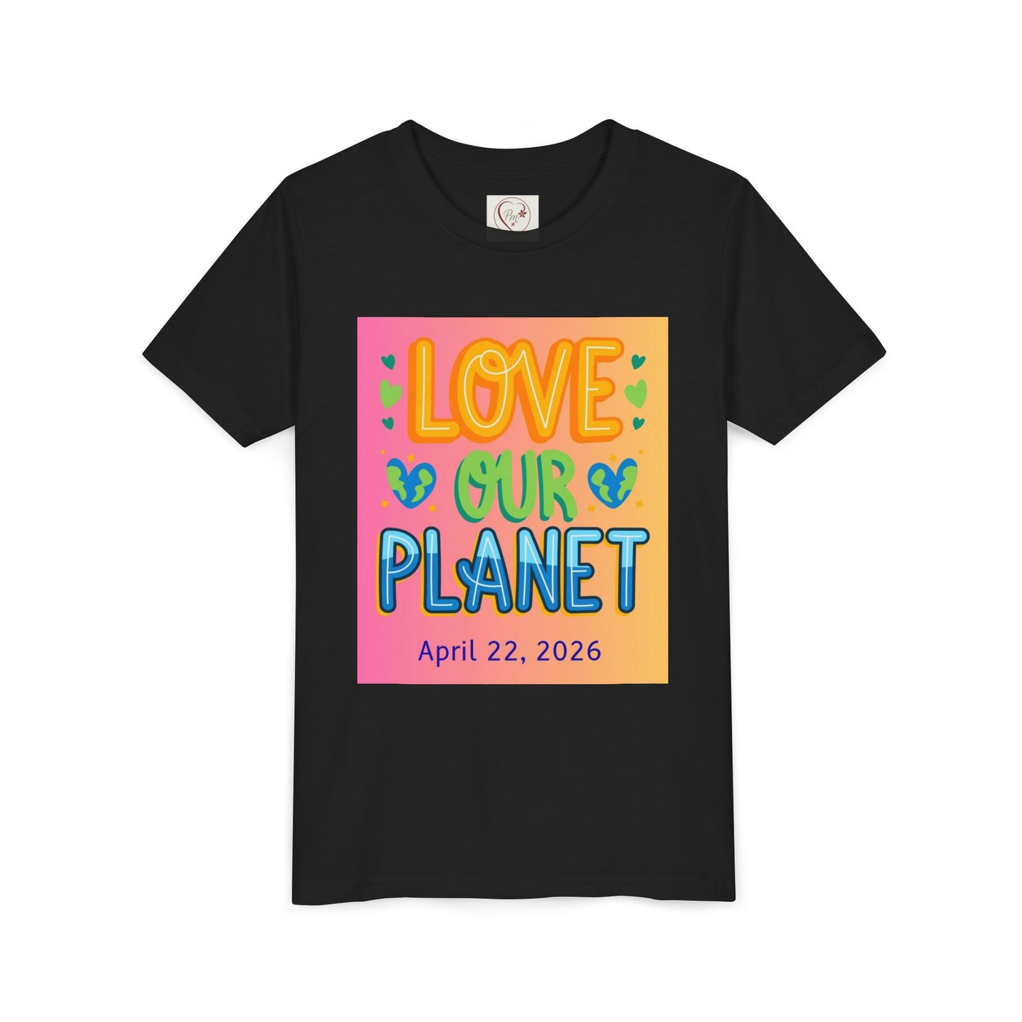Soft cotton youth tee with Love Our Planet and Happy Earth Day graphics. Perfect for school celebrations and eco-conscious kids. Sizes S-XL.
Black