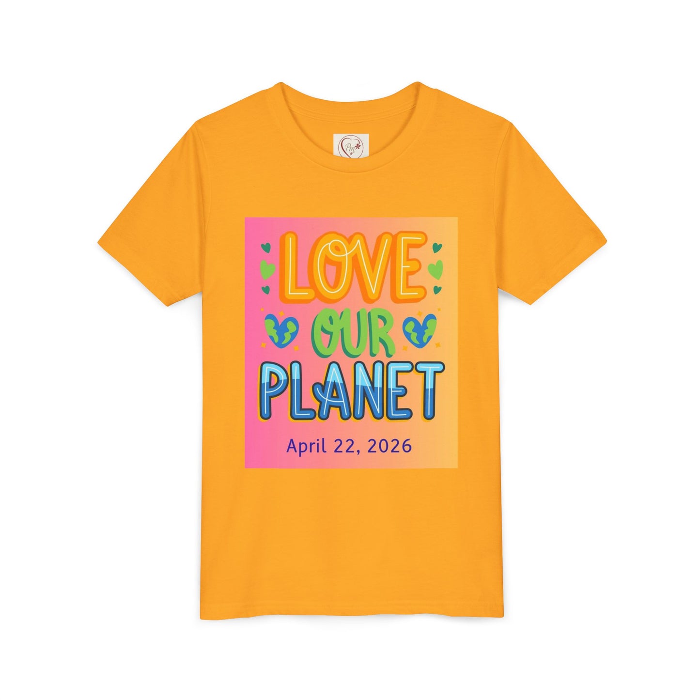 Soft cotton youth tee with Love Our Planet and Happy Earth Day graphics. Perfect for school celebrations and eco-conscious kids. Sizes S-XL.
Gold