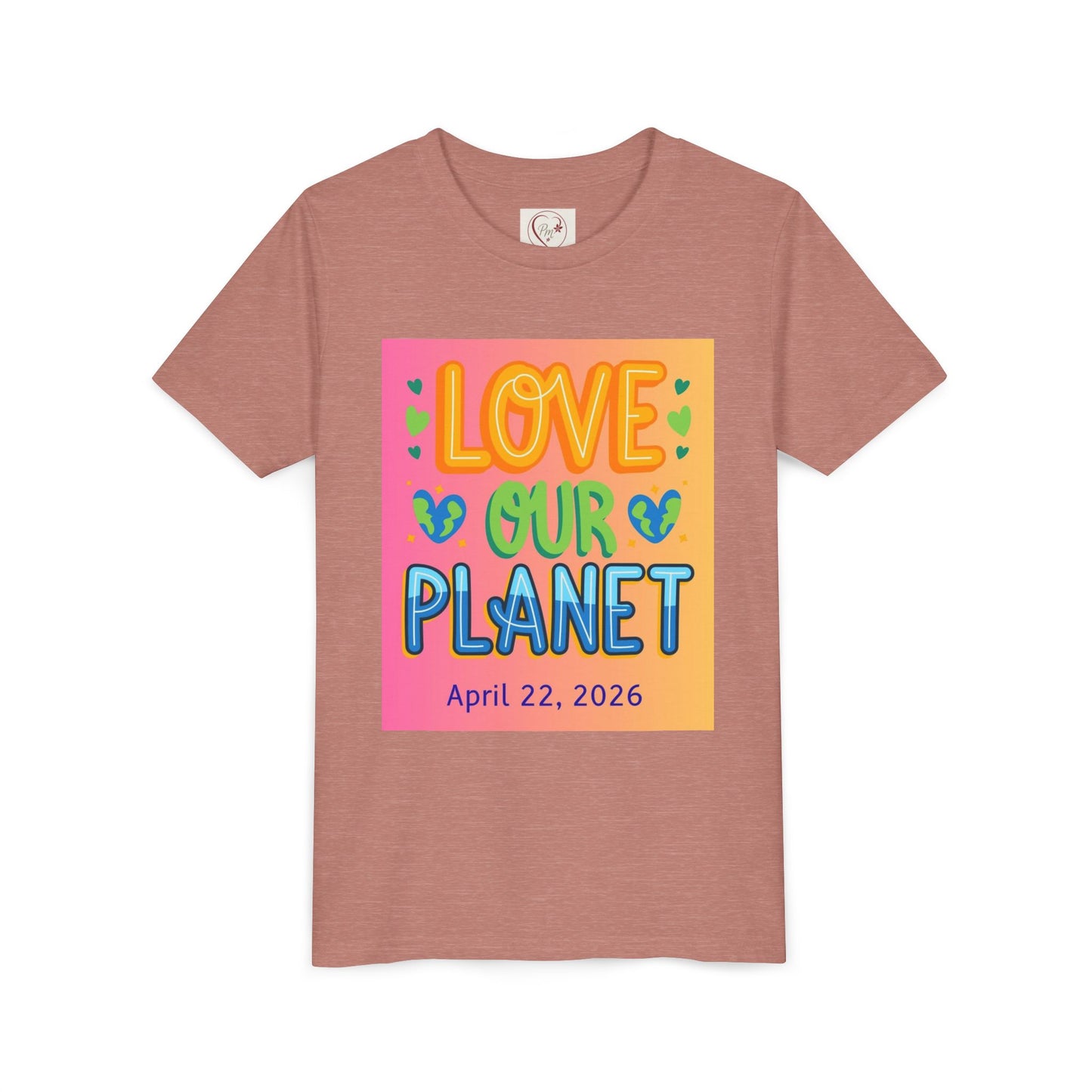 Soft cotton youth tee with Love Our Planet and Happy Earth Day graphics. Perfect for school celebrations and eco-conscious kids. Sizes S-XL.
Hather Mauve