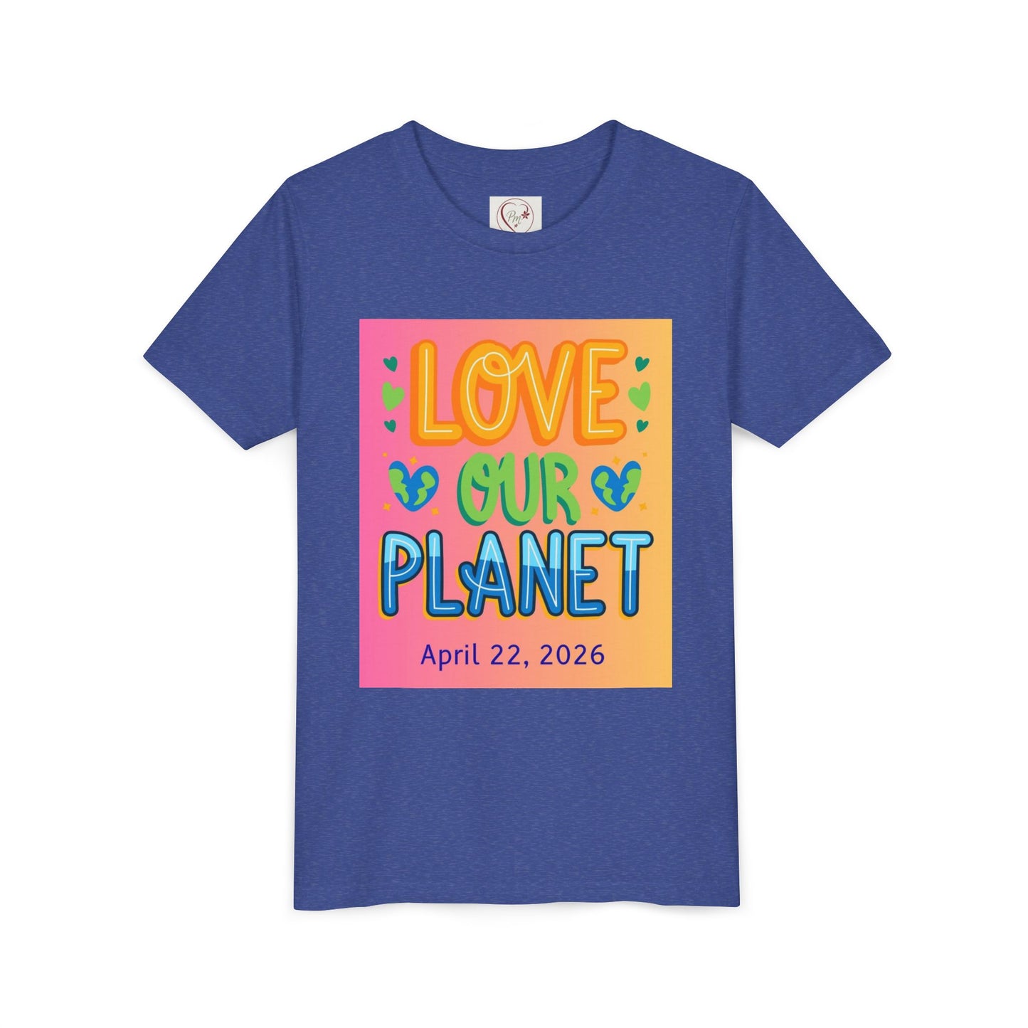 Soft cotton youth tee with Love Our Planet and Happy Earth Day graphics. Perfect for school celebrations and eco-conscious kids. Sizes S-XL.
Heather True Royal