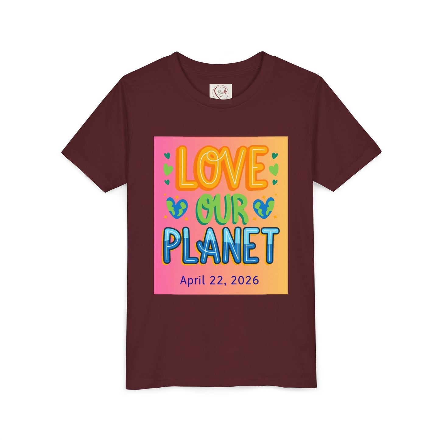 Soft cotton youth tee with Love Our Planet and Happy Earth Day graphics. Perfect for school celebrations and eco-conscious kids. Sizes S-XL.
Maroon