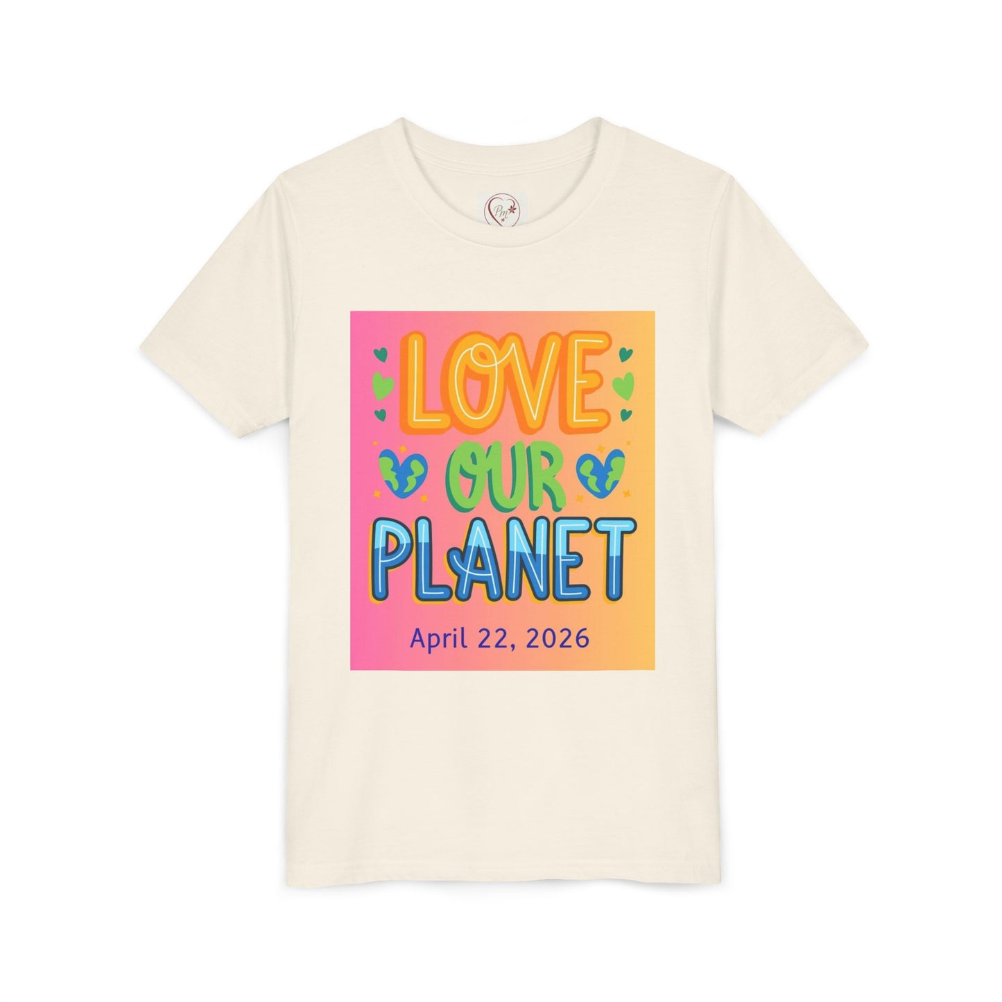 Soft cotton youth tee with Love Our Planet and Happy Earth Day graphics. Perfect for school celebrations and eco-conscious kids. Sizes S-XL.
Natural
