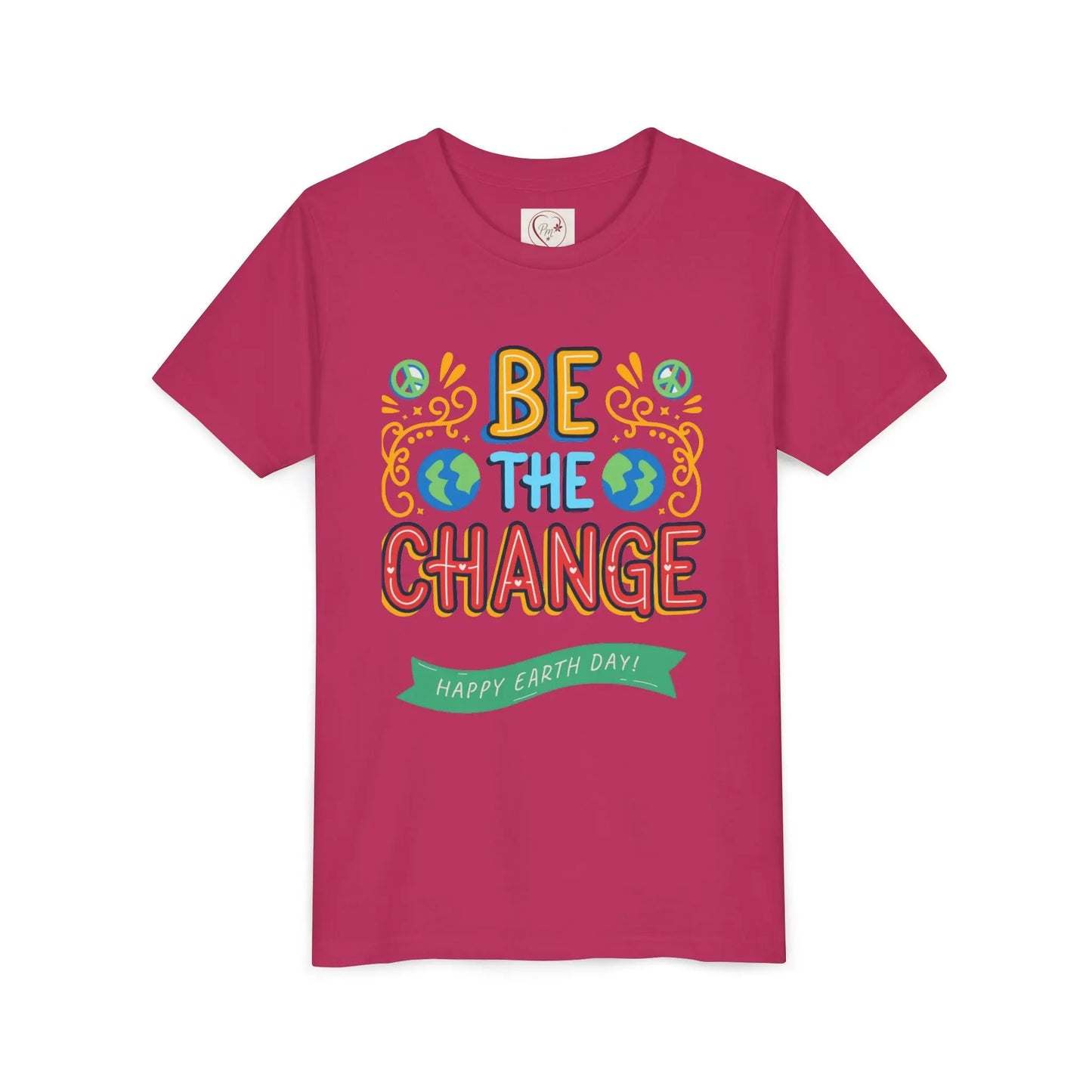 Soft cotton youth tee with Be the Change message and globe icons. Perfect for Earth Day celebrations and eco-friendly kids. Sizes S-XL.
Berry