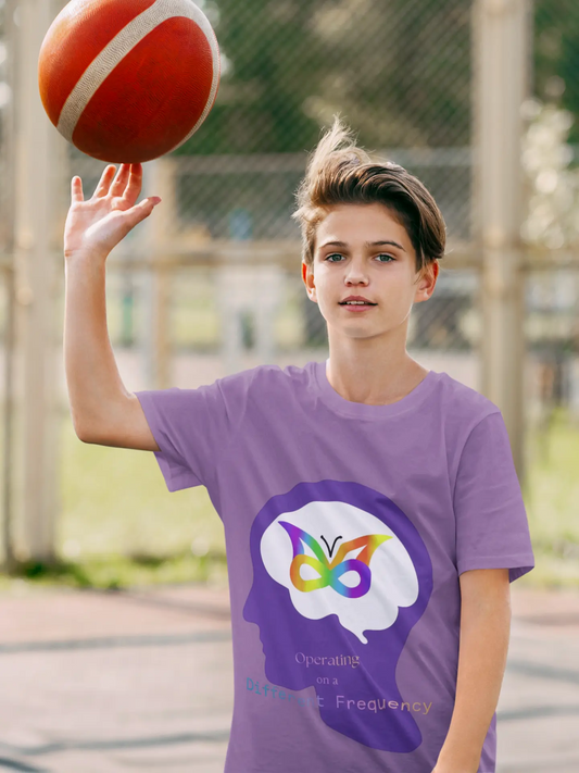 Youth Tee - Butterfly Mind Autism Awareness Kids Shirt | PM Creations 25, Heather Team Purple
